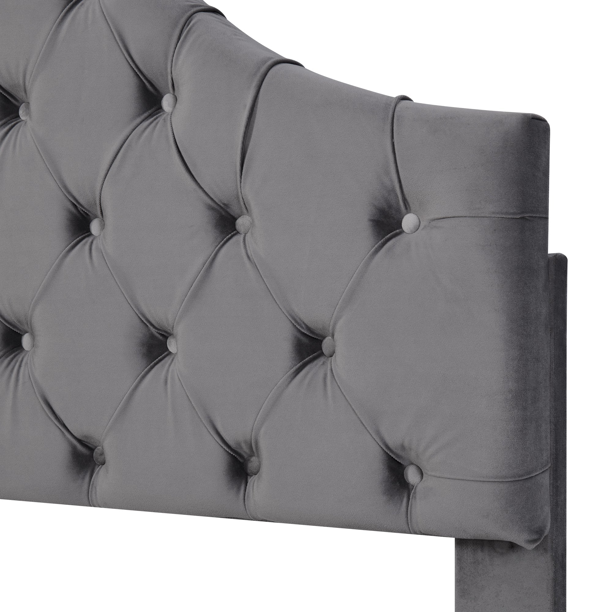 Logidon gestoffeerd bed 90x200 grijs fluweel met in hoogte verstelbaar hoofdbord