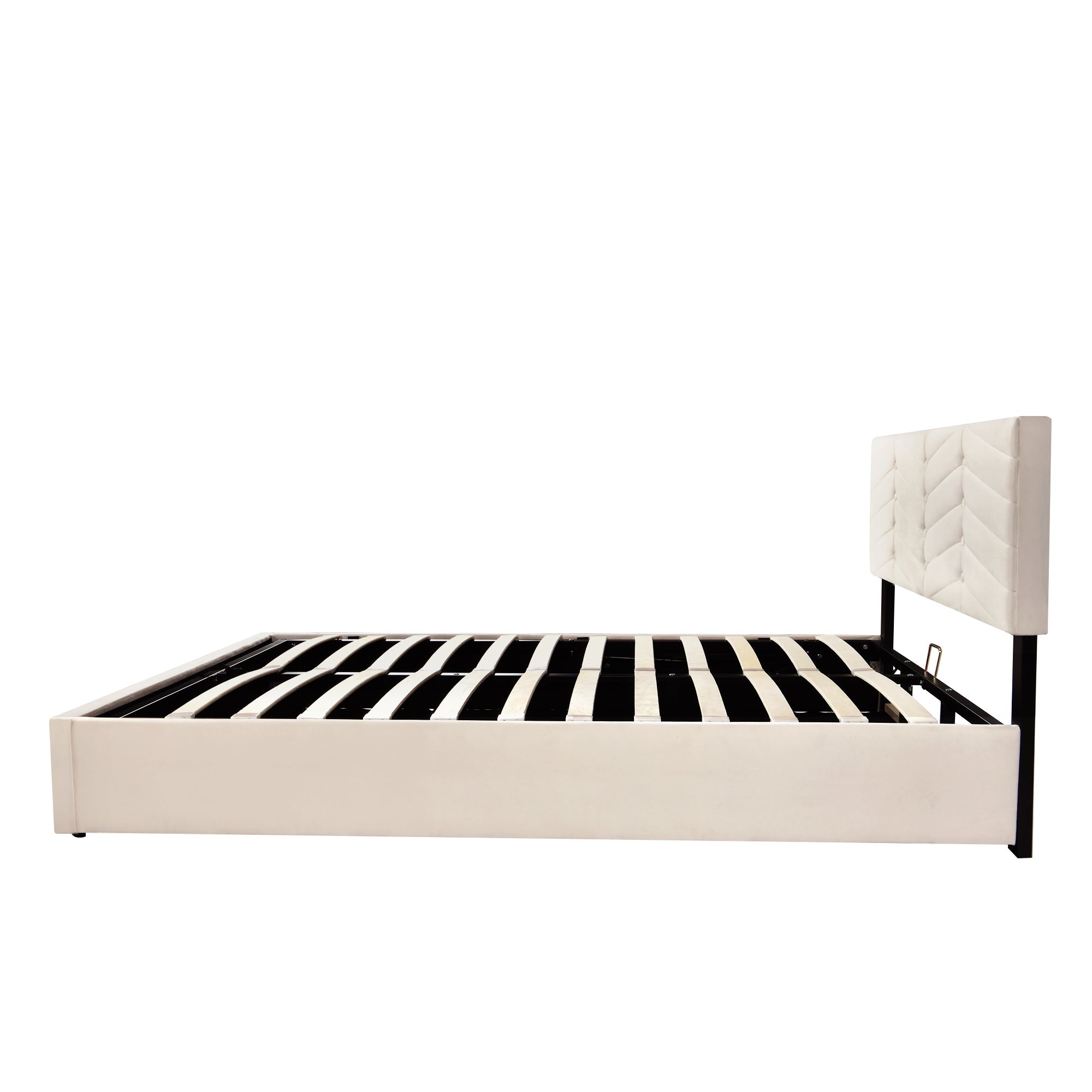 Logidon gestoffeerd bed 140x190 met in hoogte verstelbaar hoofdbord beige fluweel