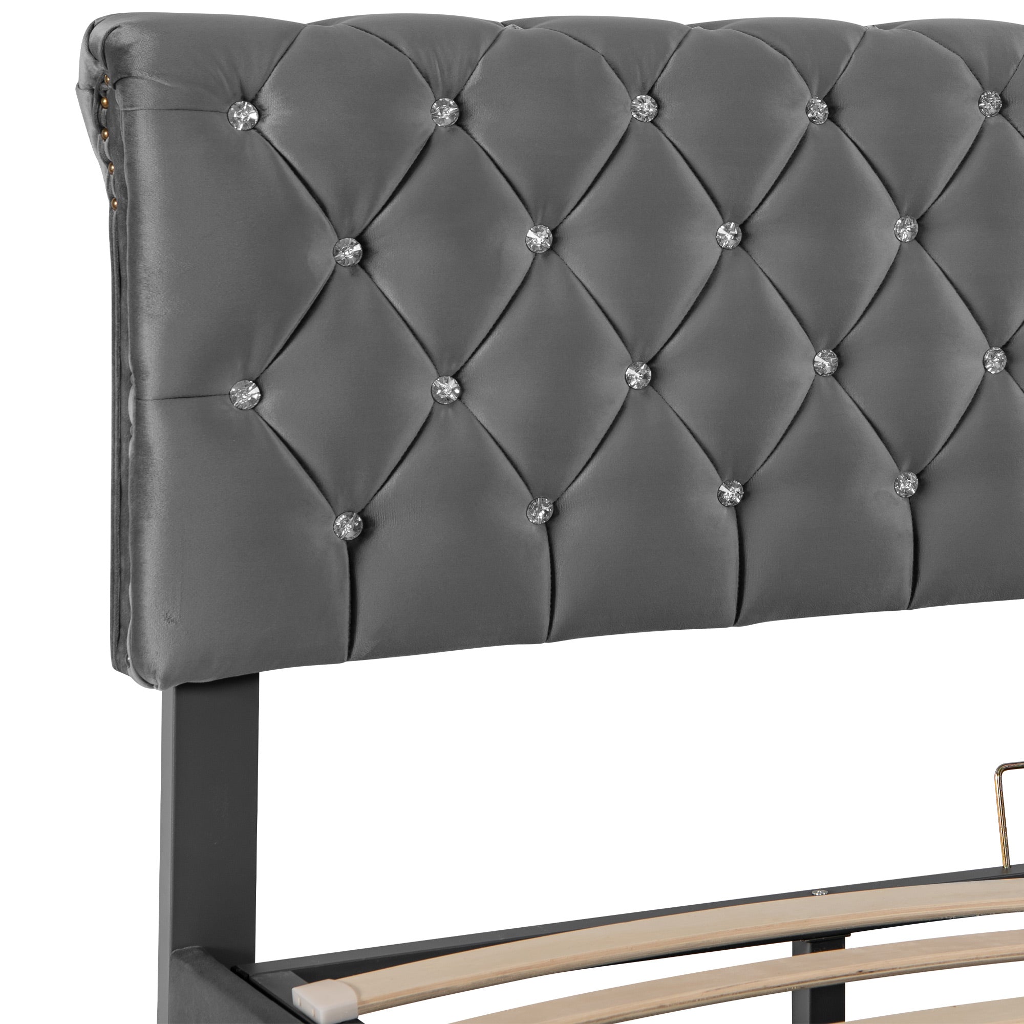 Logidon upholstered bed 180x200 adjustable headboard gray