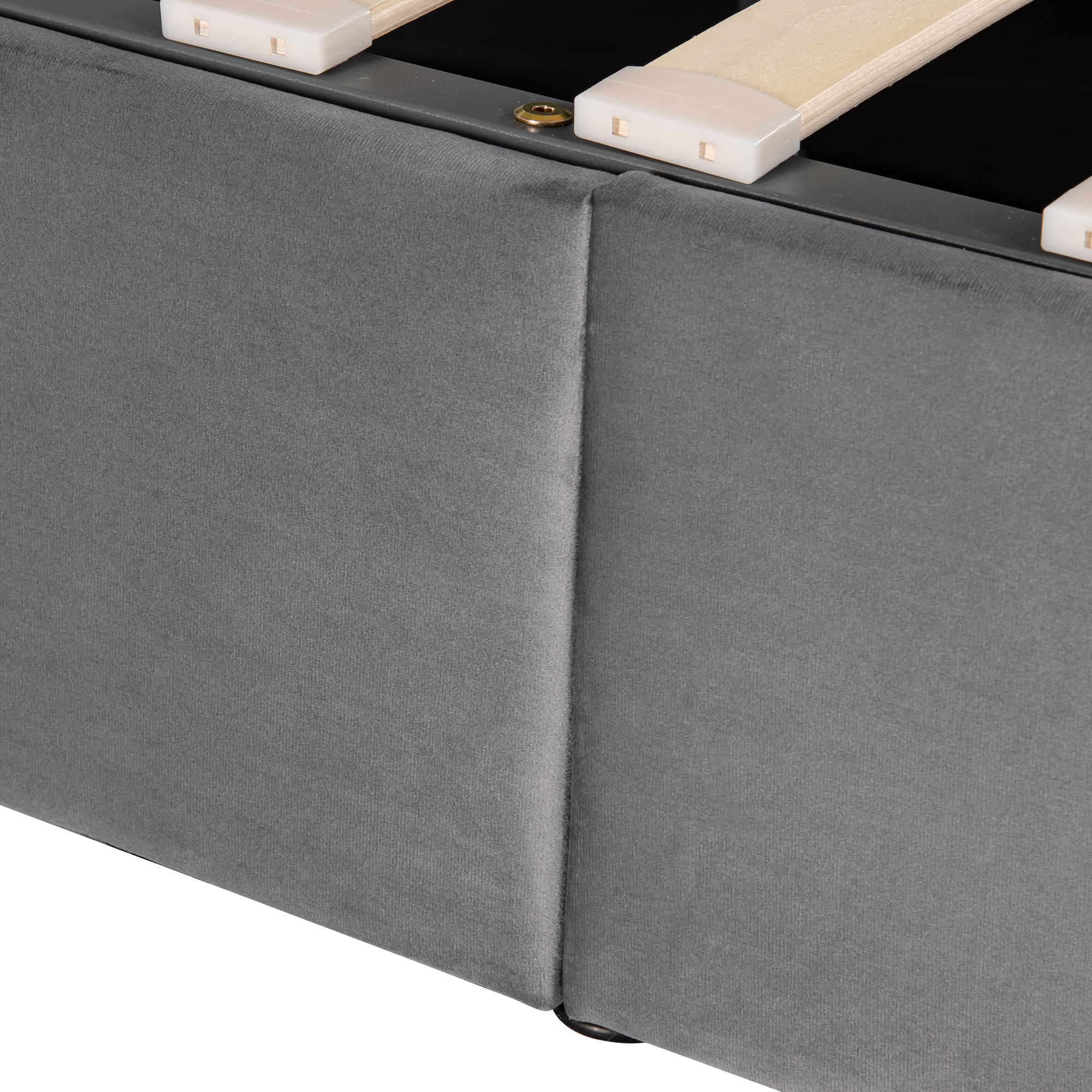 Logidon upholstered bed 160x200 gray velvet with height-adjustable headboard