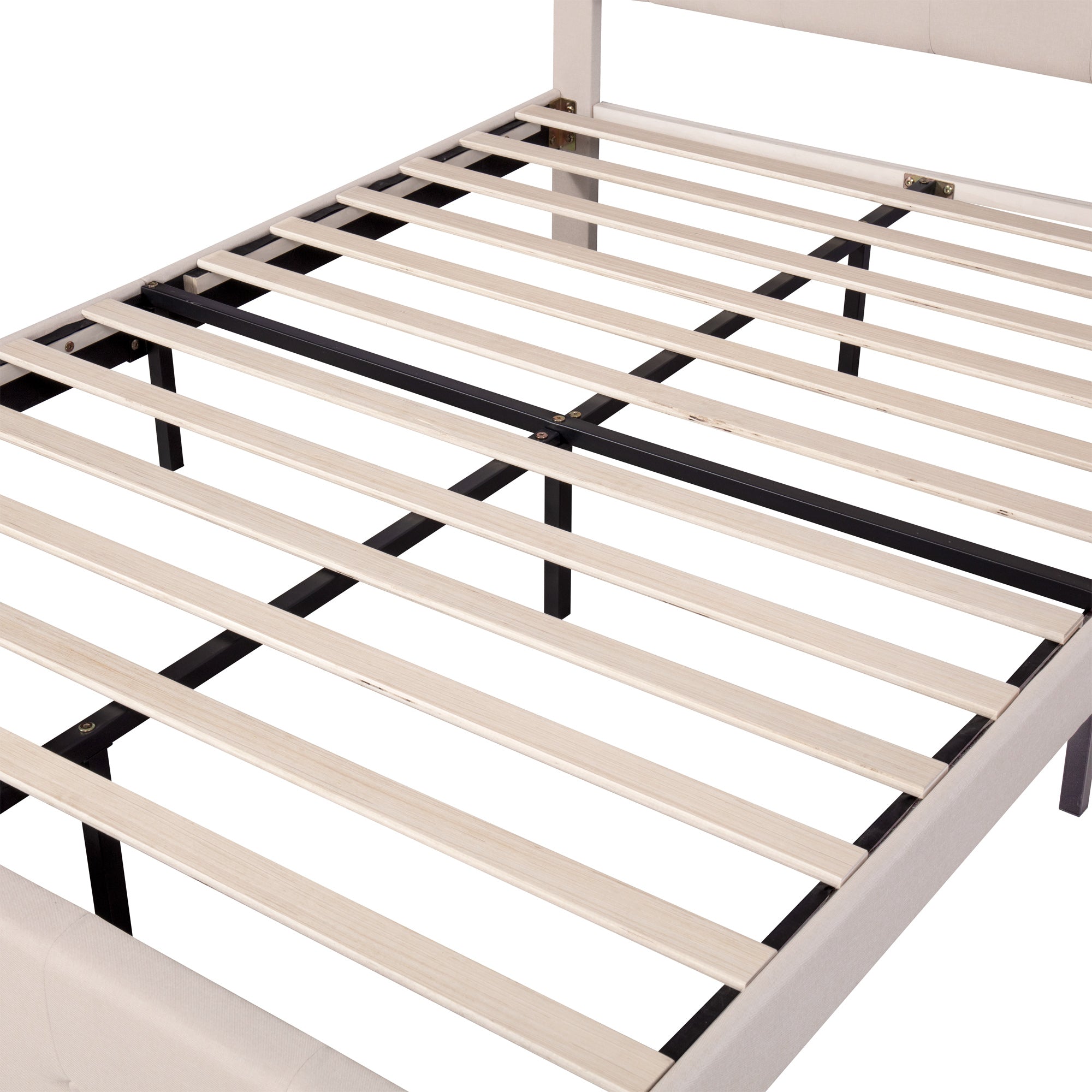 Logidon gestoffeerd bed 140x200 beige met LED bedbox en lattenbodem