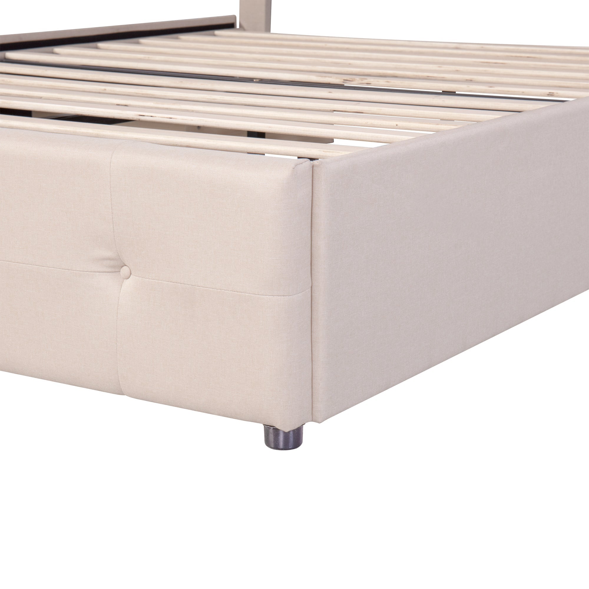 Logidon gestoffeerd bed 140x200 beige met LED bedbox en lattenbodem