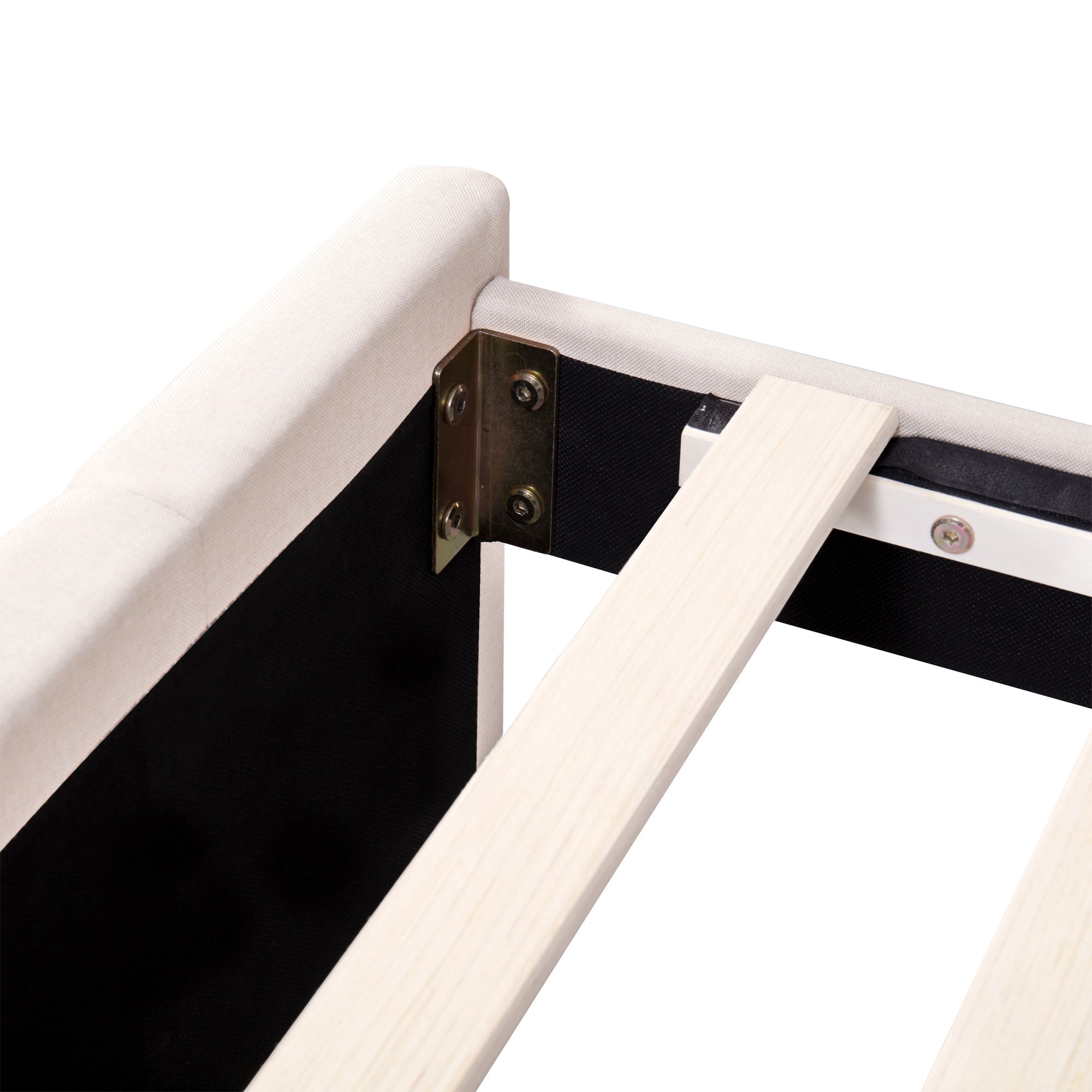 Logidon gestoffeerd bed 140x200 beige met LED bedbox en lattenbodem