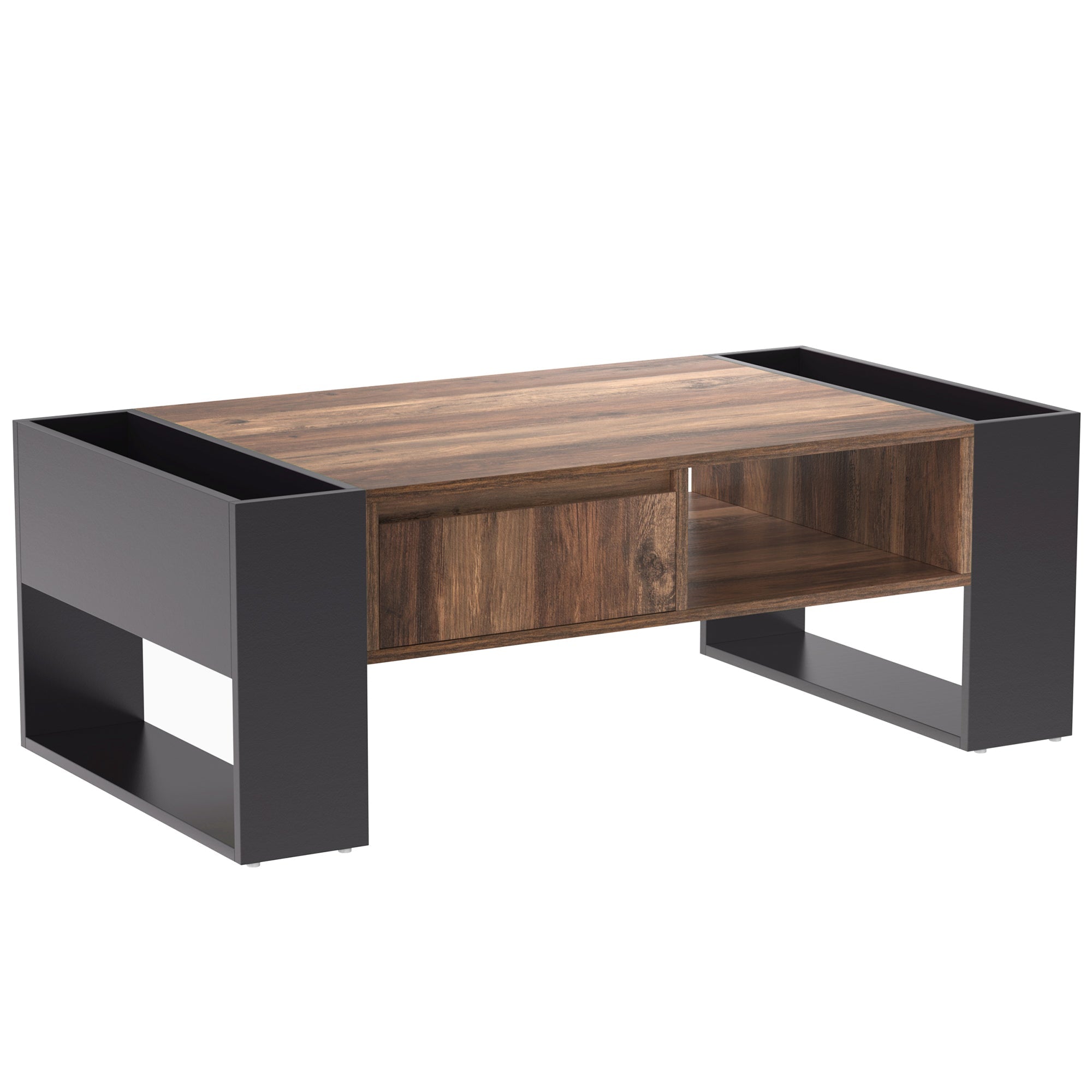 Logidon Coffee Table Anthracite Handleless Drawer and Double Storage Space