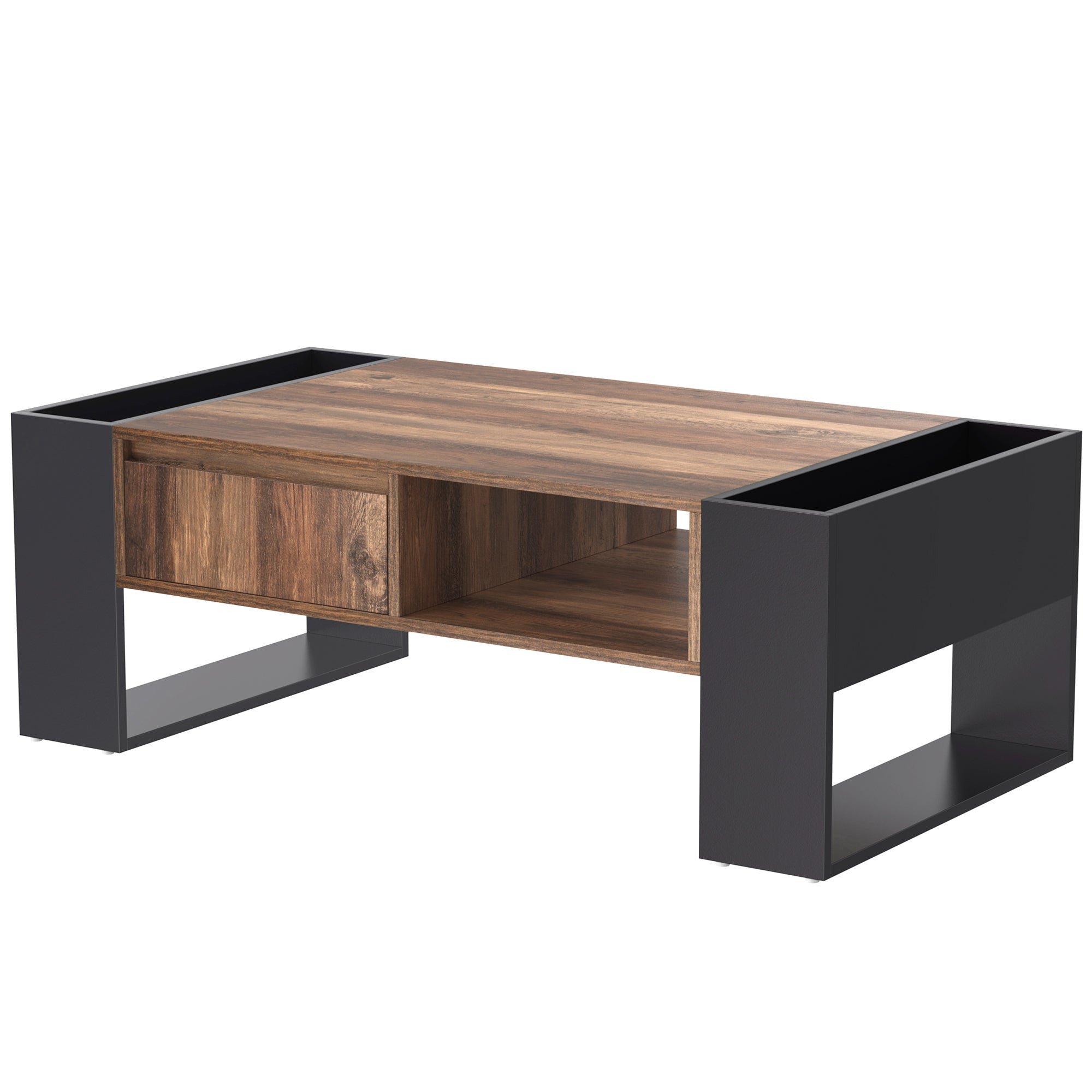 Logidon Coffee Table Anthracite Handleless Drawer and Double Storage Space