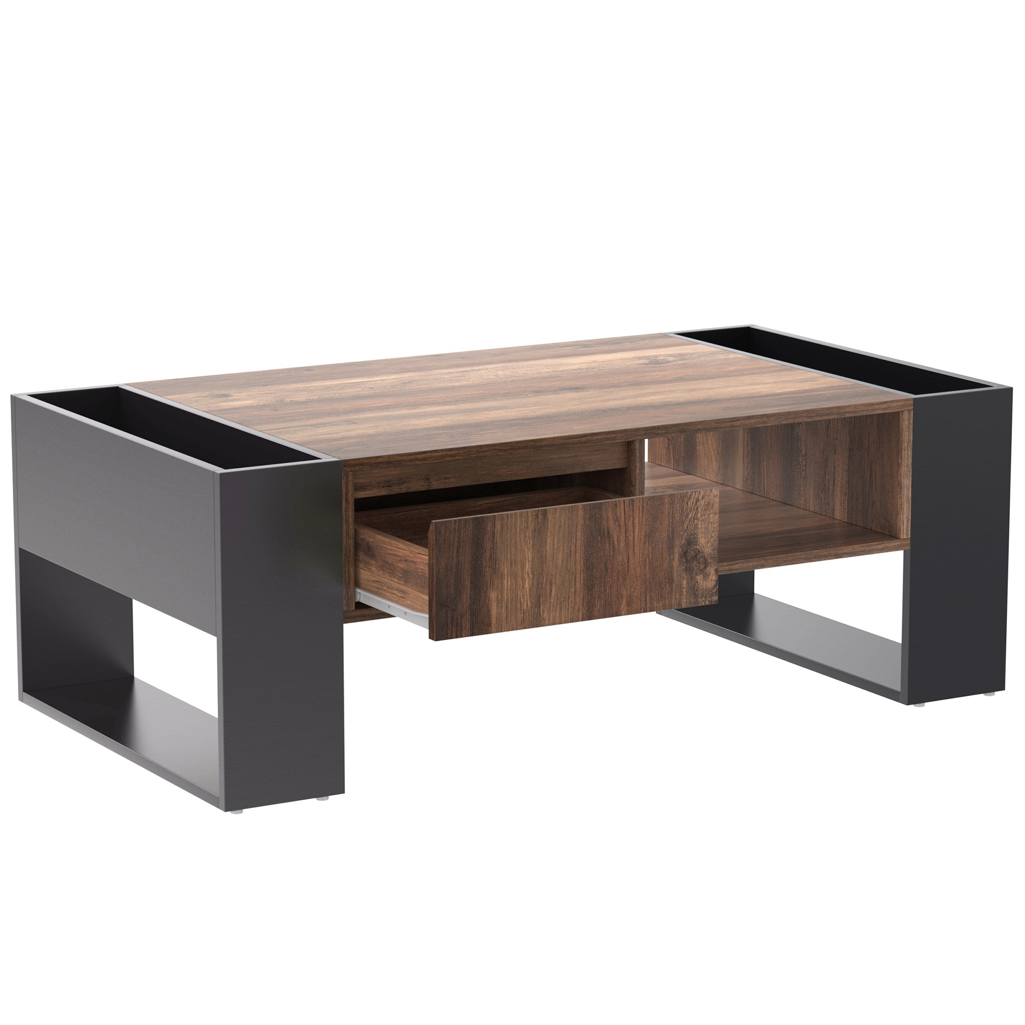 Logidon Coffee Table Anthracite Handleless Drawer and Double Storage Space
