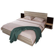 Logidon tweepersoonsbed 160x200 cm houten bedsysteem Sonoma eiken donkergrijs