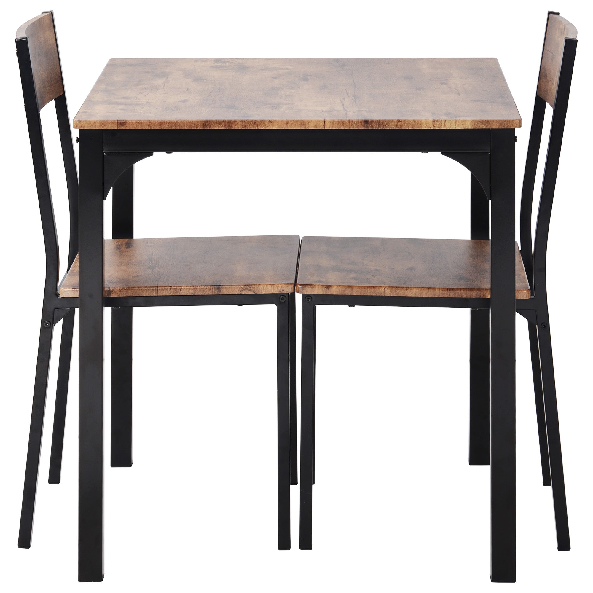 Logidon Eettafelset 70x70 cm Vintage Bruin met 2 Stoelen Metalen Frame