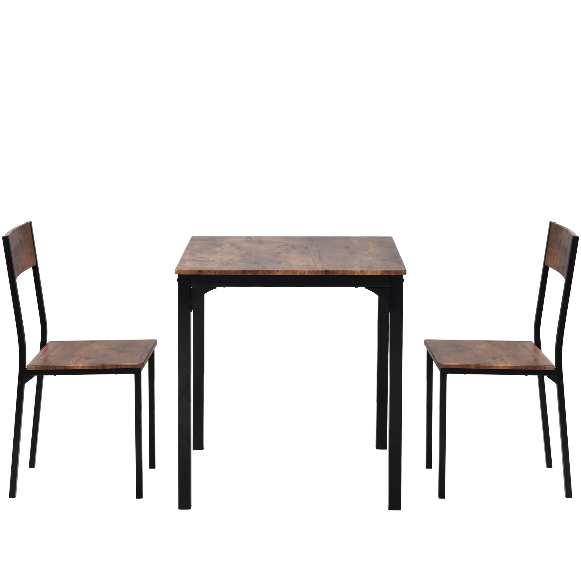Logidon Eettafelset 70x70 cm Vintage Bruin met 2 Stoelen Metalen Frame