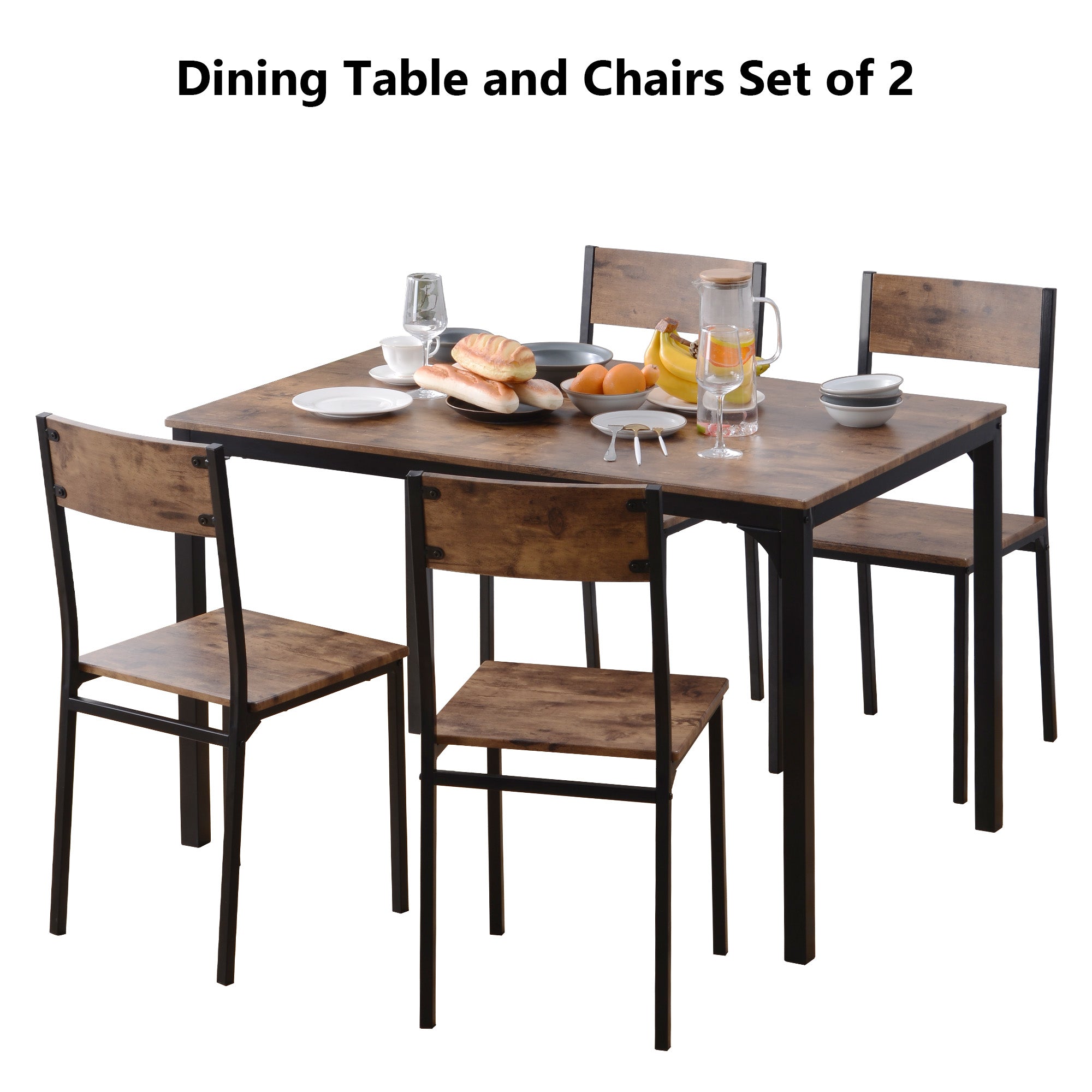 Logidon eettafelgroep vintage bruin met 4 stoelen voor balkon
