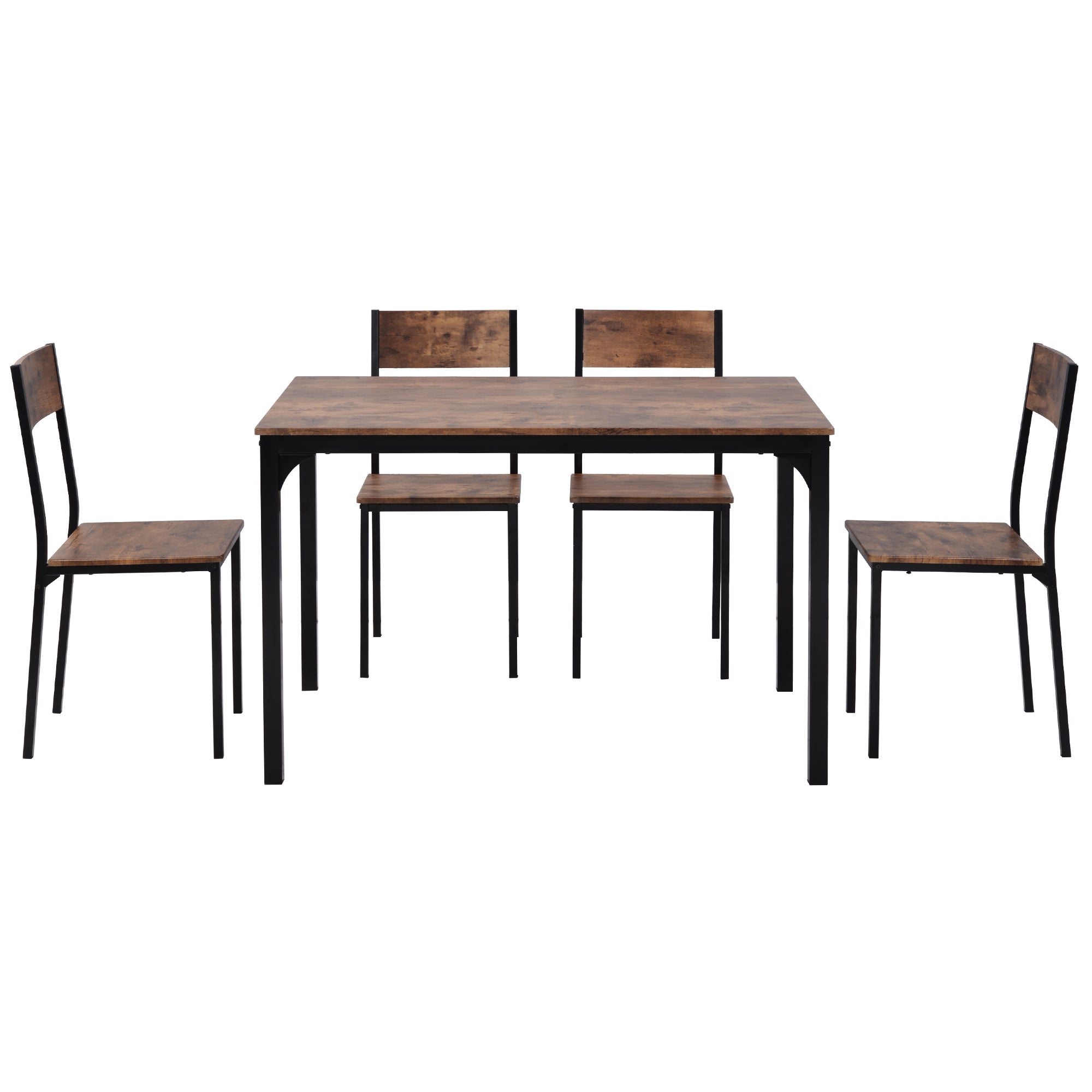Logidon eettafelgroep vintage bruin met 4 stoelen voor balkon