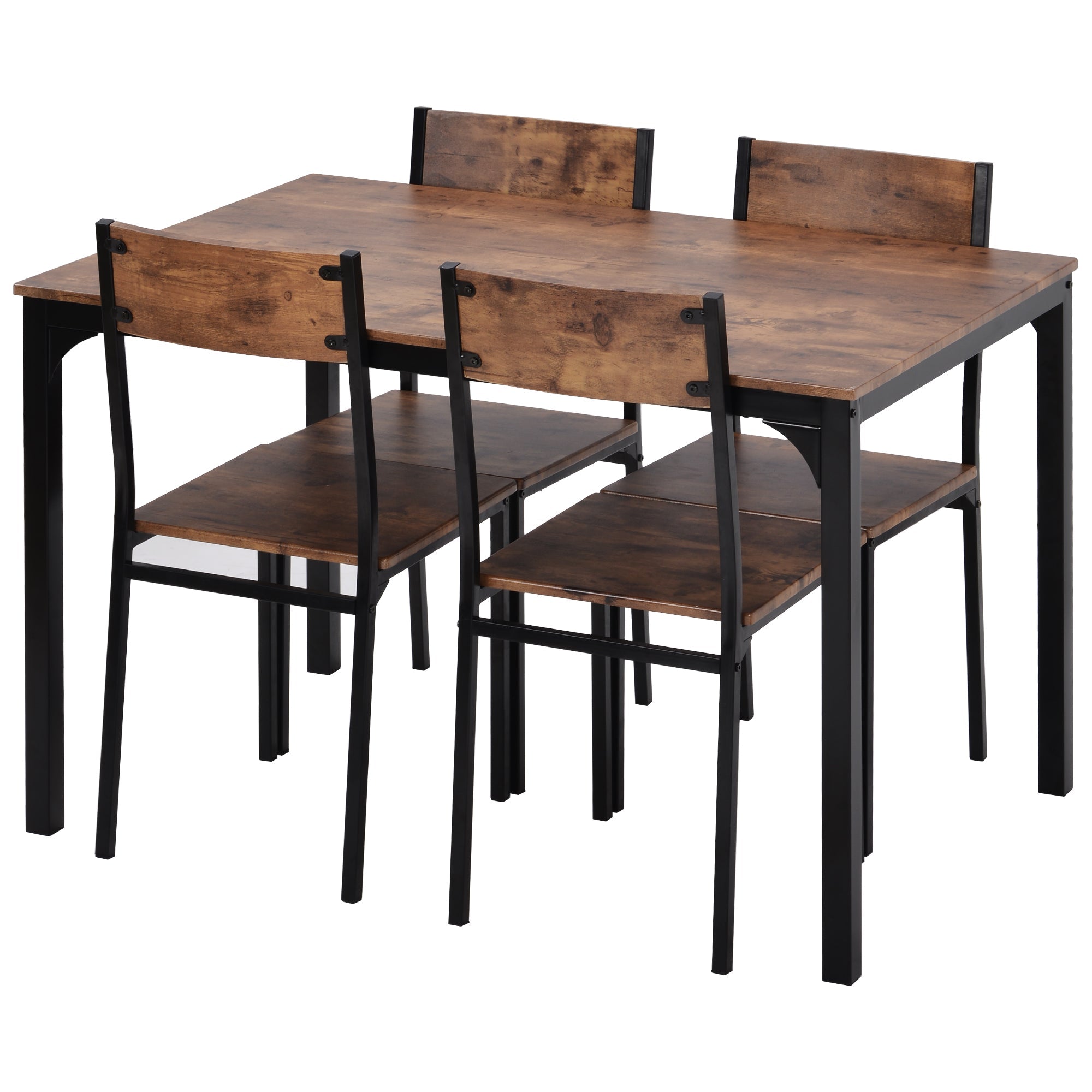 Logidon eettafelgroep vintage bruin met 4 stoelen voor balkon