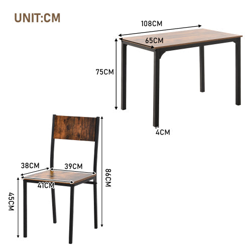 Logidon eettafelgroep vintage bruin met 4 stoelen voor balkon