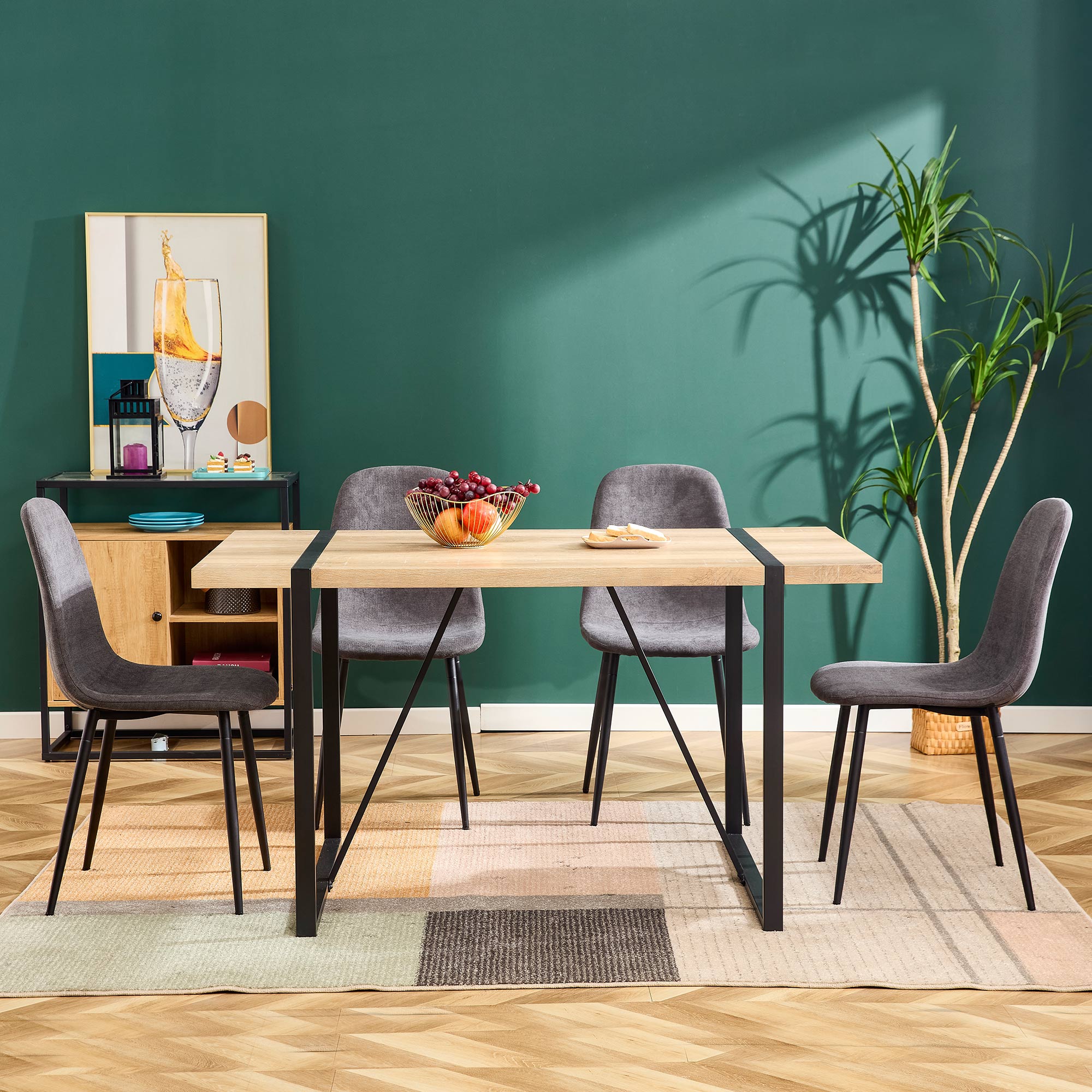 Logidon Dining Room Chairs Set of 4 Gray Scandinavian Vintage Style