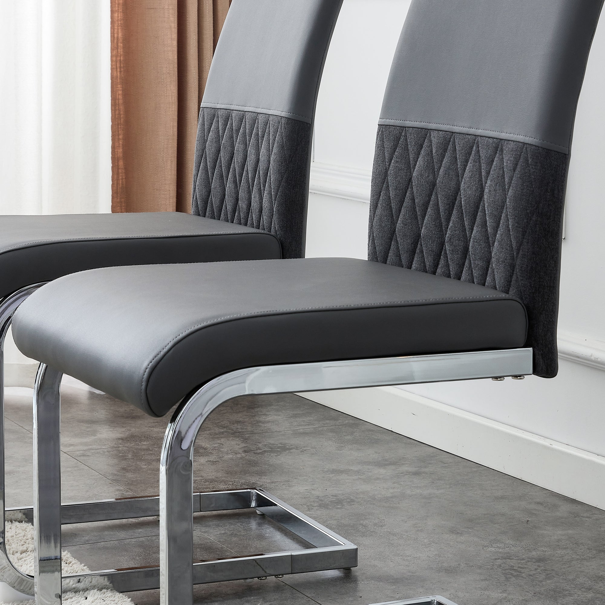 Logidon Dining Room Chairs Set of 6 Gray with Padded Backrest