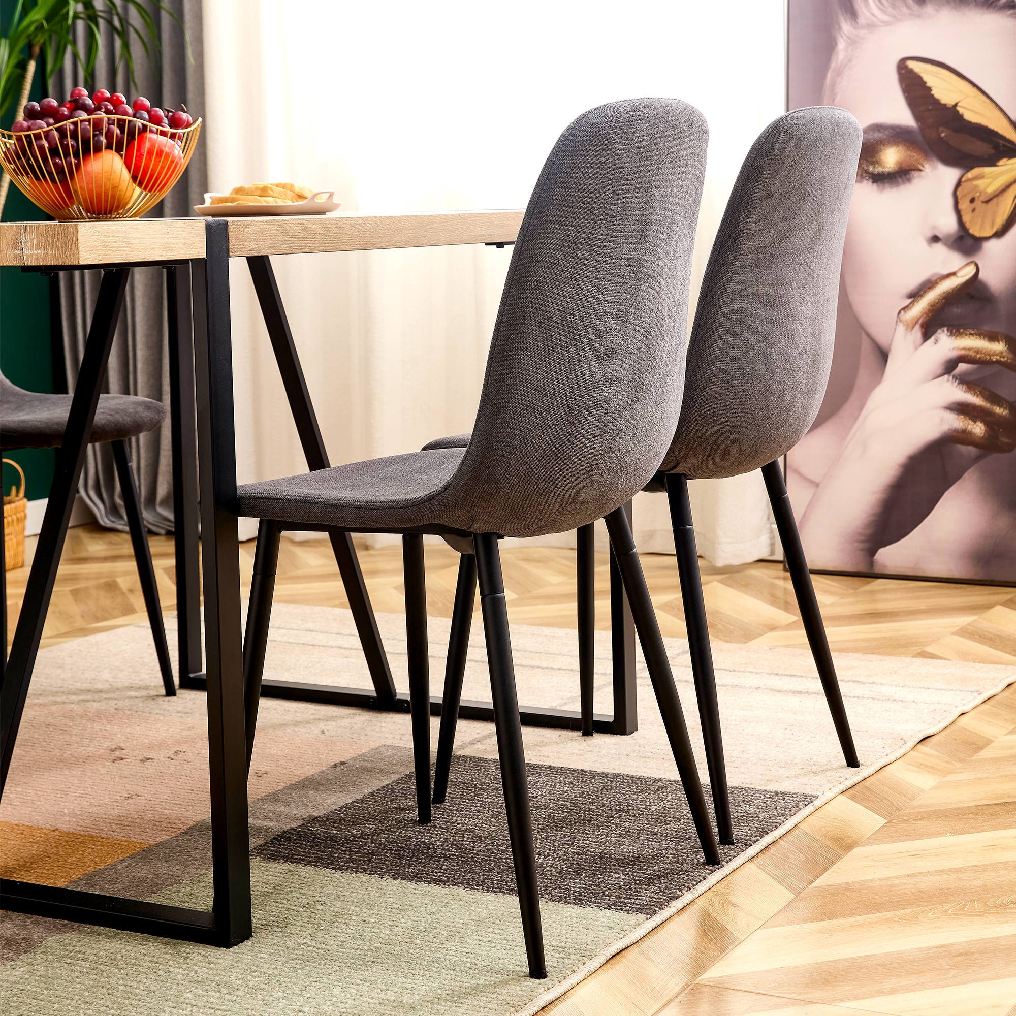 Logidon Dining Room Chairs Set of 4 Gray Scandinavian Vintage Style