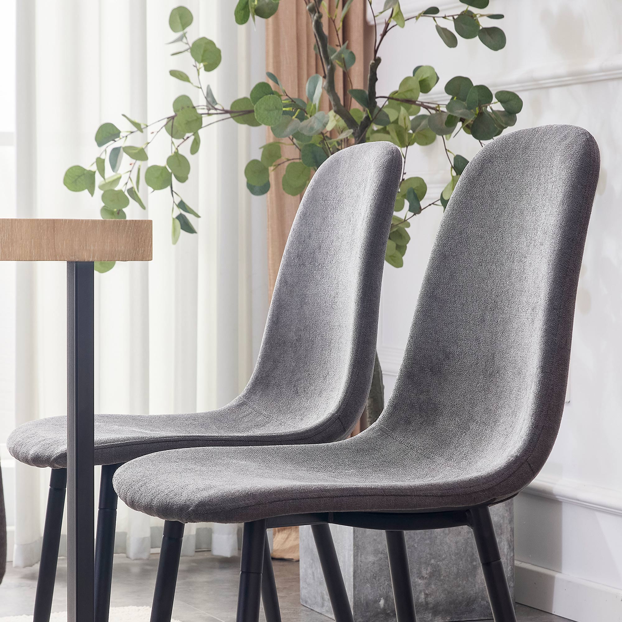 Logidon Dining Room Chairs Set of 4 Gray Scandinavian Vintage Style
