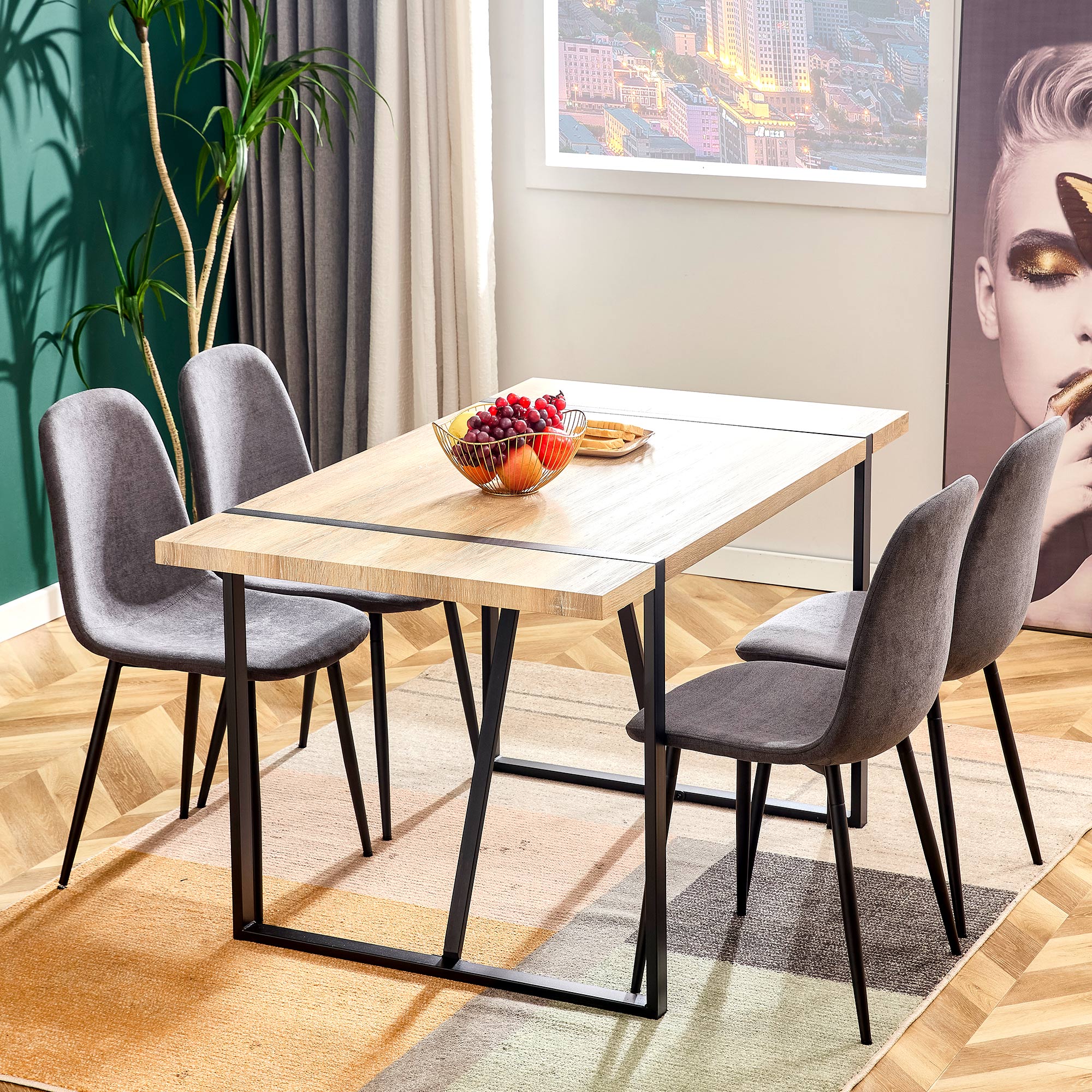 Logidon Dining Room Chairs Set of 4 Gray Scandinavian Vintage Style