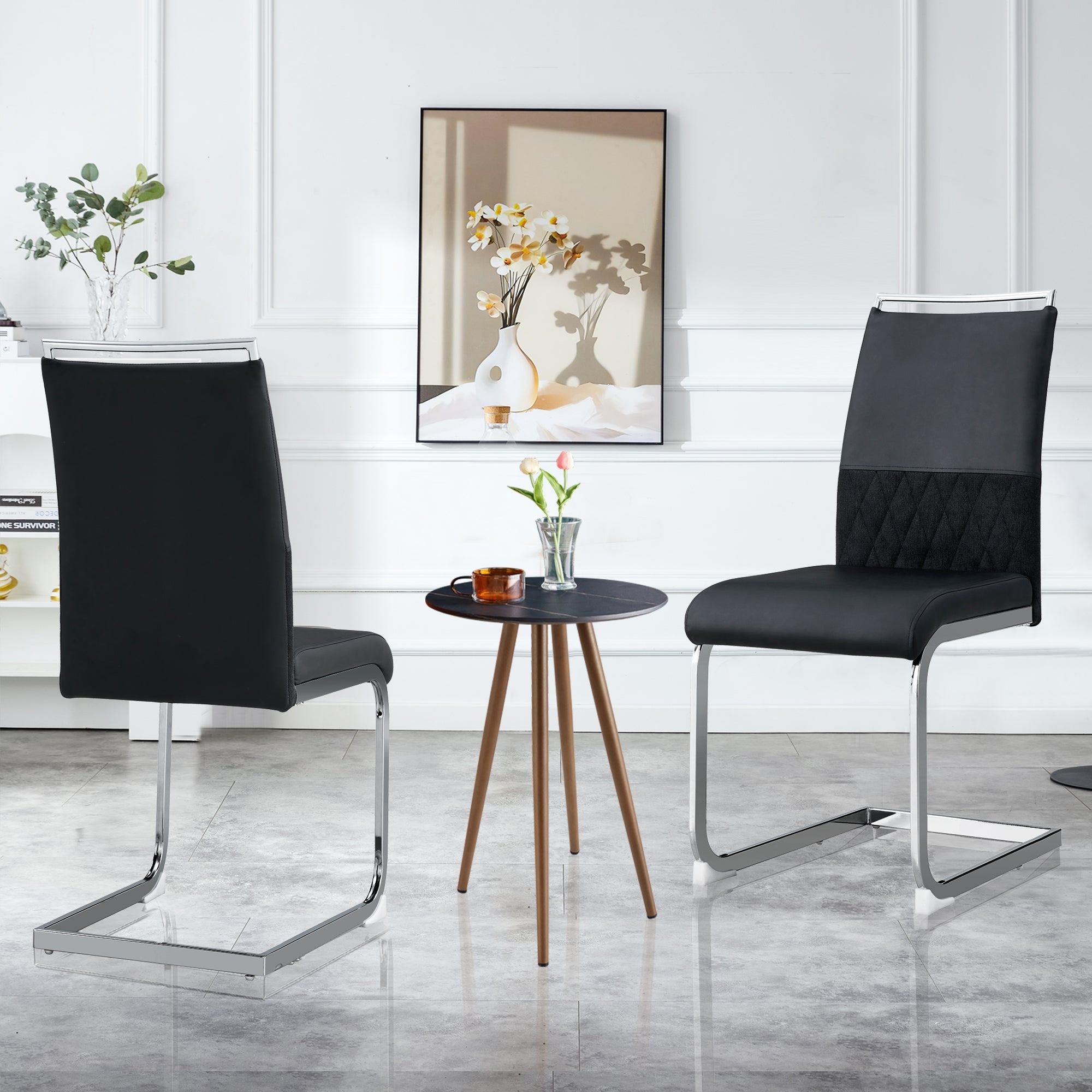 Logidon Dining Room Chairs Set of 2 Padded PU Leather Black