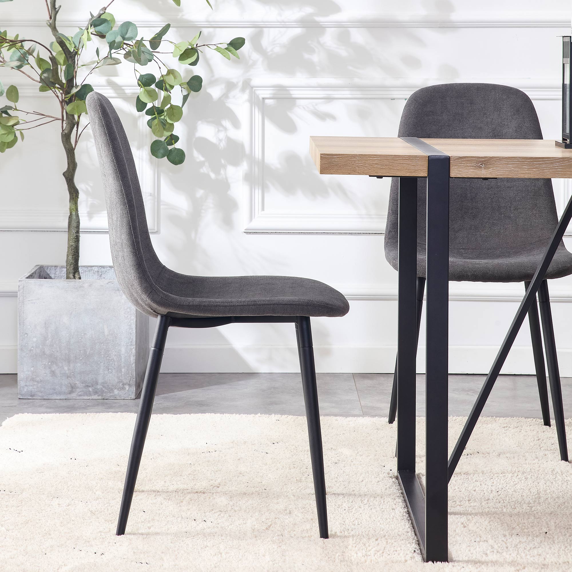 Logidon Dining Room Chairs Set of 4 Gray Scandinavian Vintage Style