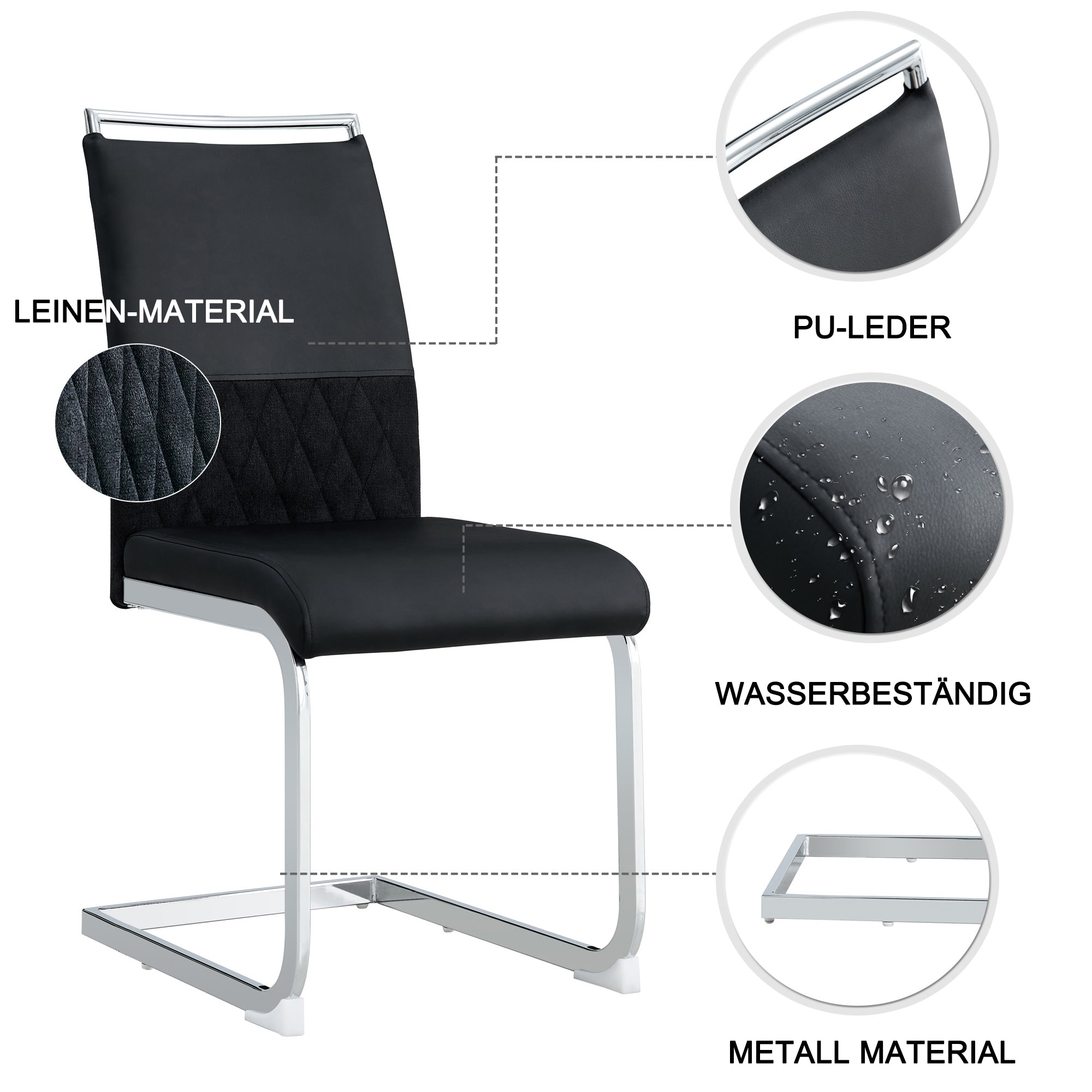 Logidon Dining Room Chairs Set of 4 Black with Padded Backrest