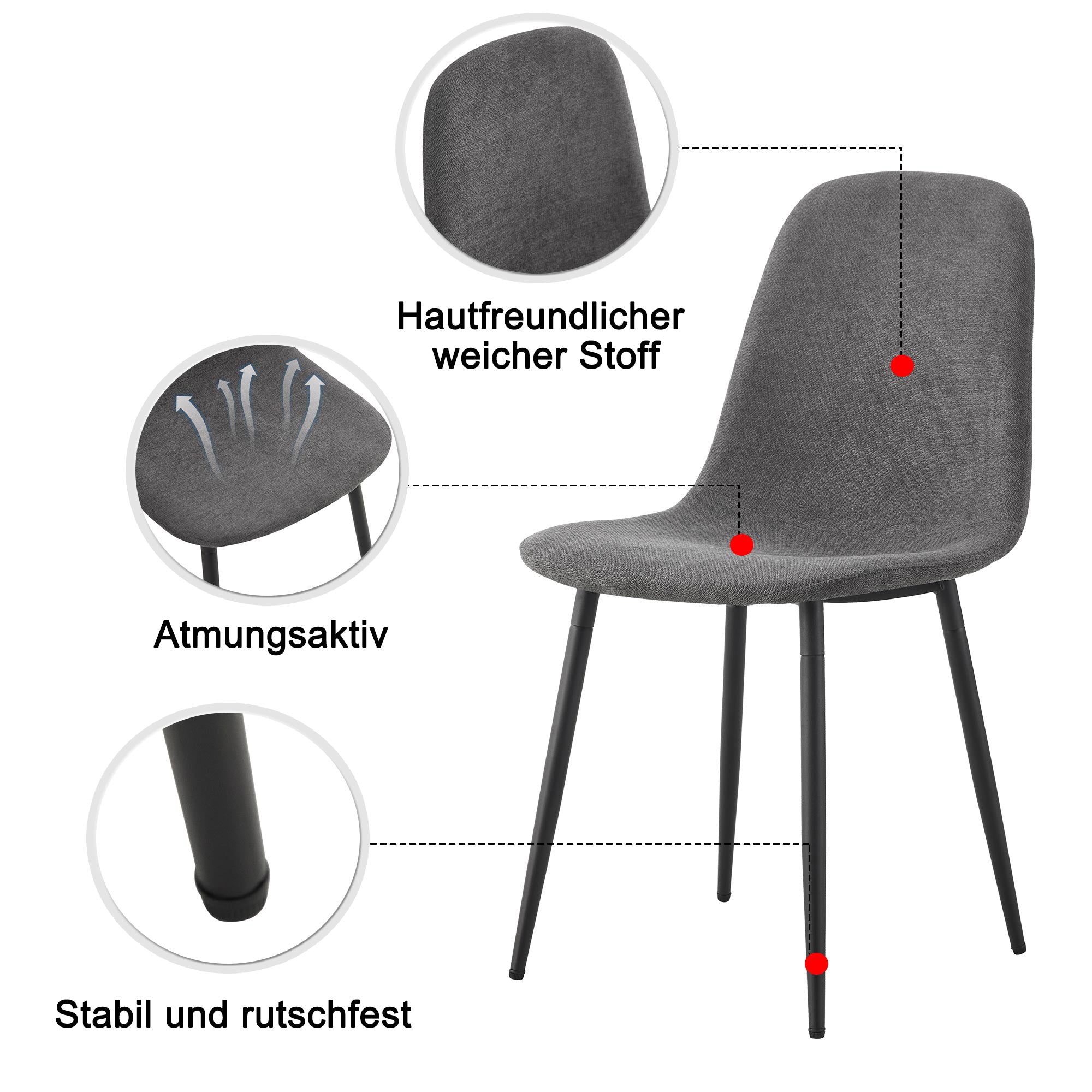 Logidon Dining Room Chairs Set of 4 Gray Scandinavian Vintage Style