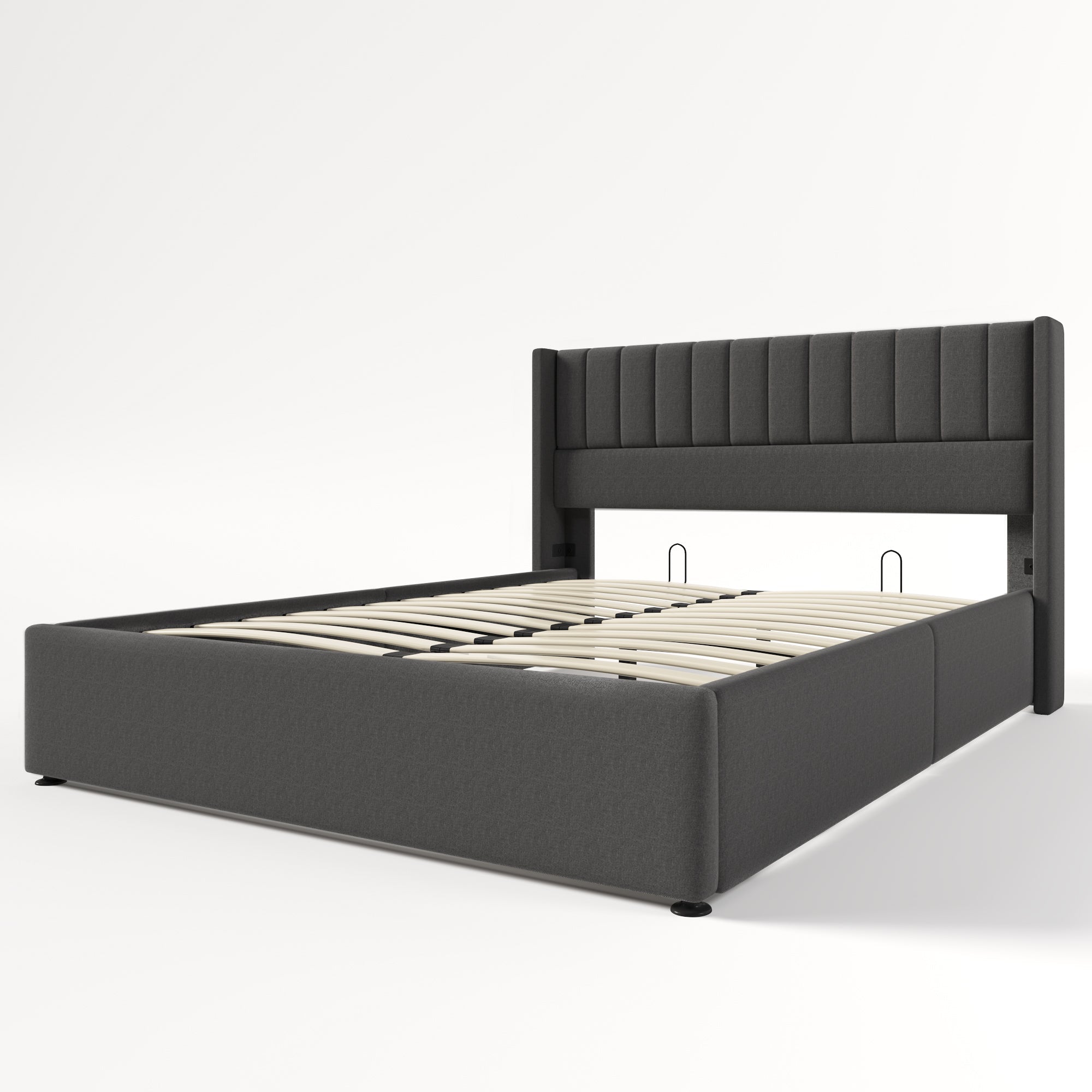 Logidon opbergbed gestoffeerd bed hydraulisch 2-persoonsbed 160x200 grijs