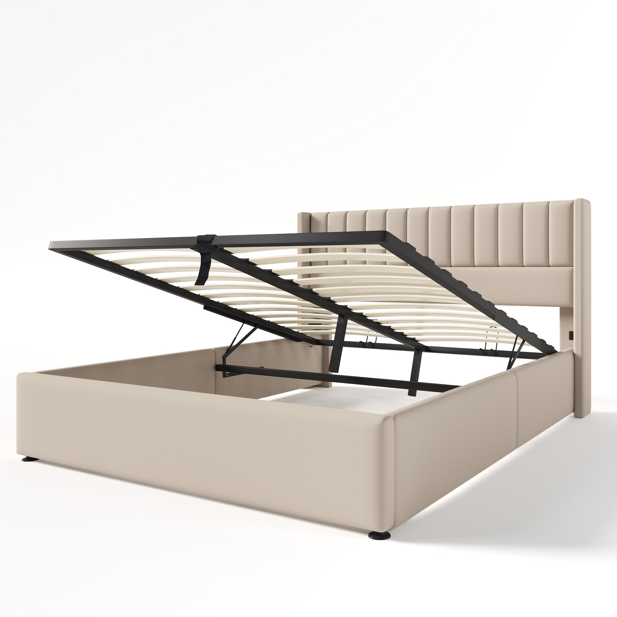 Logidon opbergbed hydraulisch 160x200 beige linnen