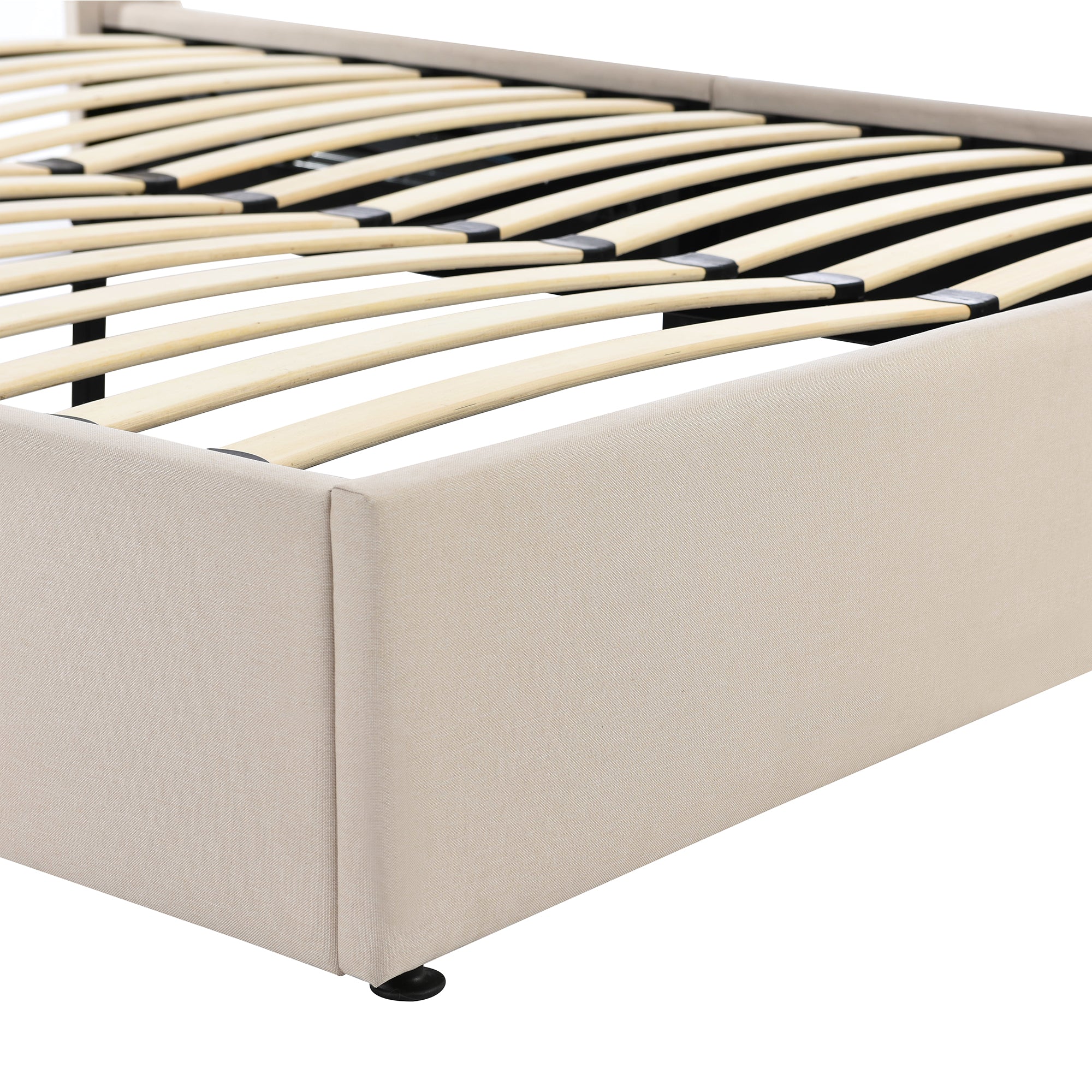 Logidon opbergbed 140x200 hydraulisch beige linnen stof