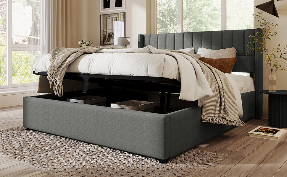 Logidon storage bed upholstered bed gray 180x200 cm hydraulic