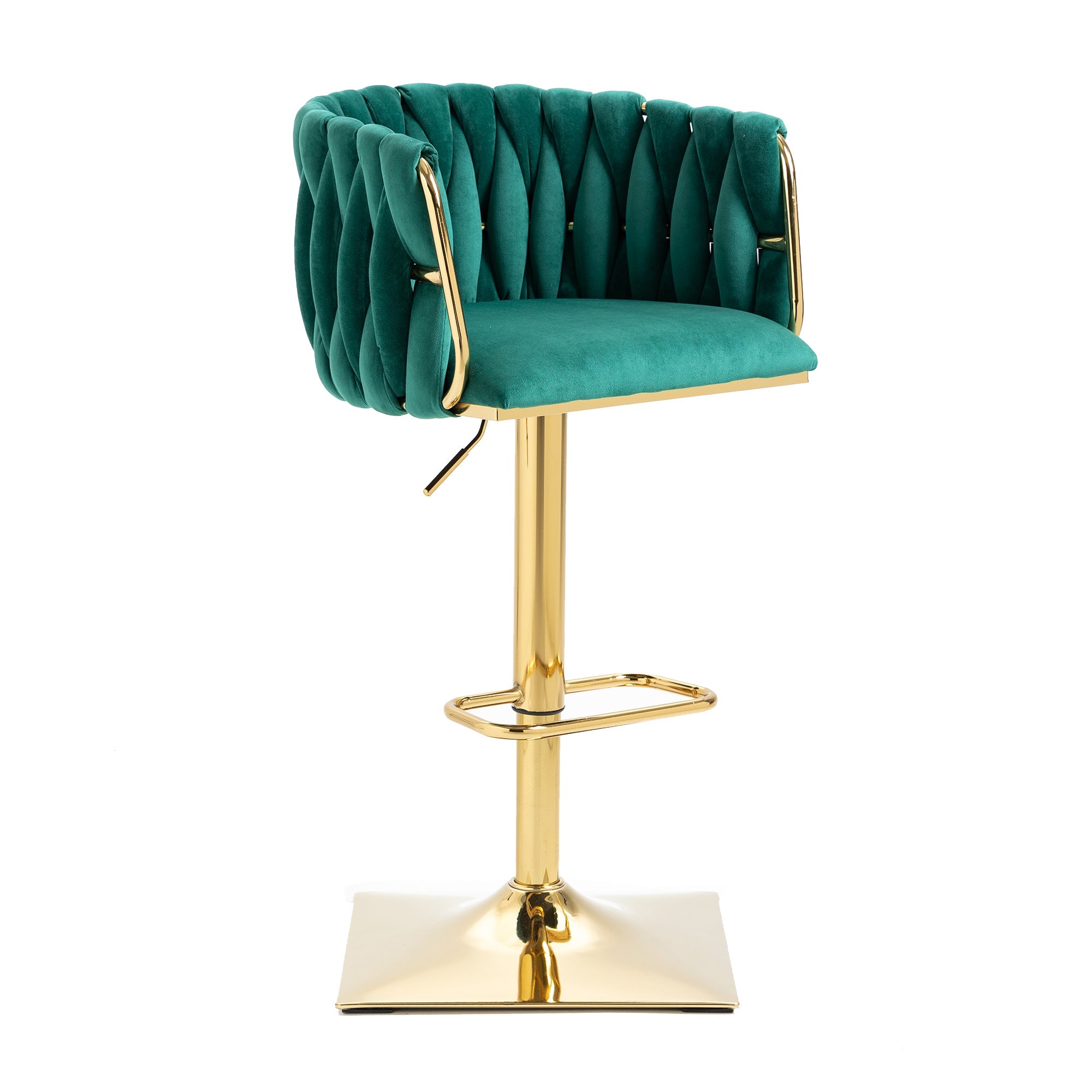 Logidon Vintage Barkruk Set 2 met Rugleuning en Voetensteun Emerald