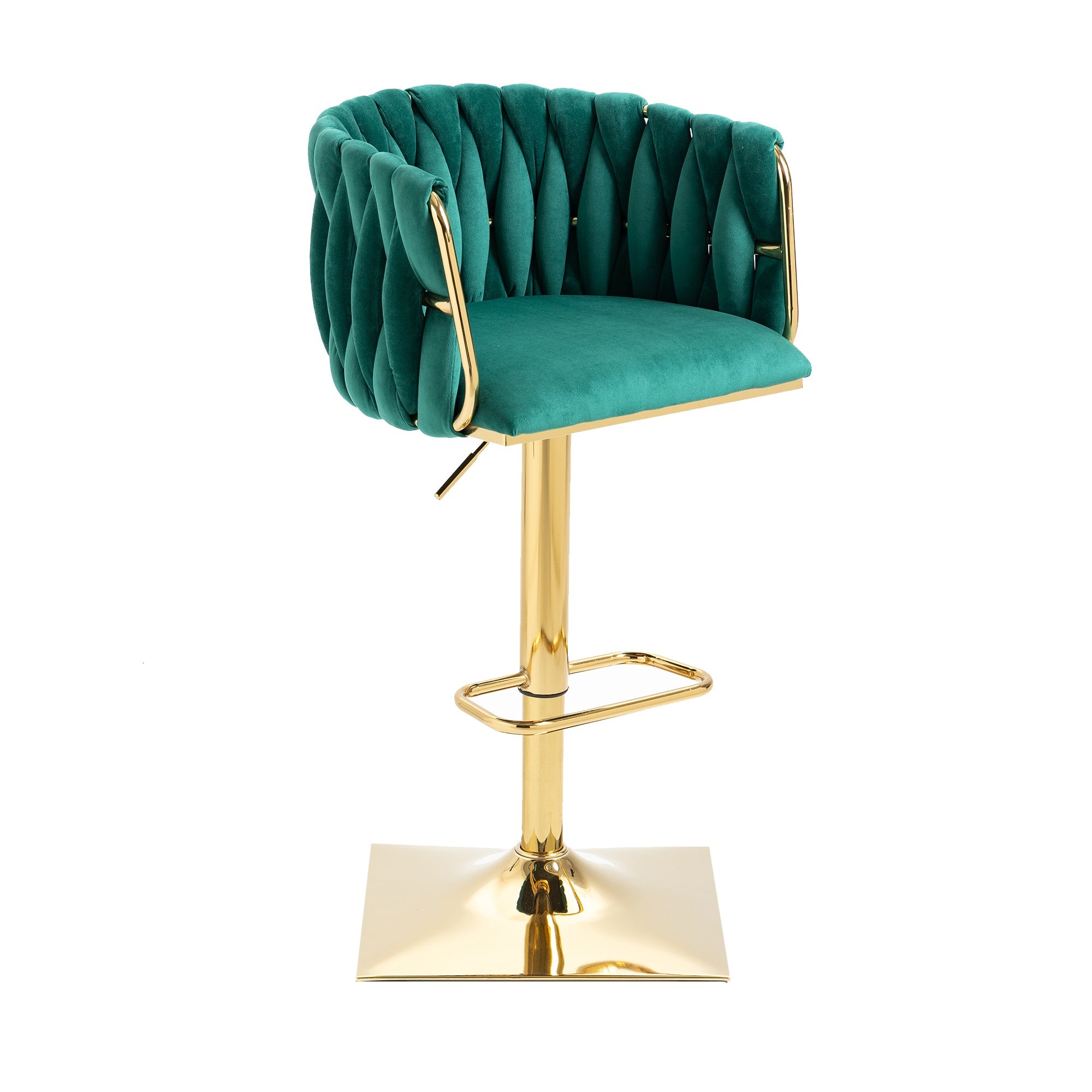 Logidon Vintage Barkruk Set 2 met Rugleuning en Voetensteun Emerald
