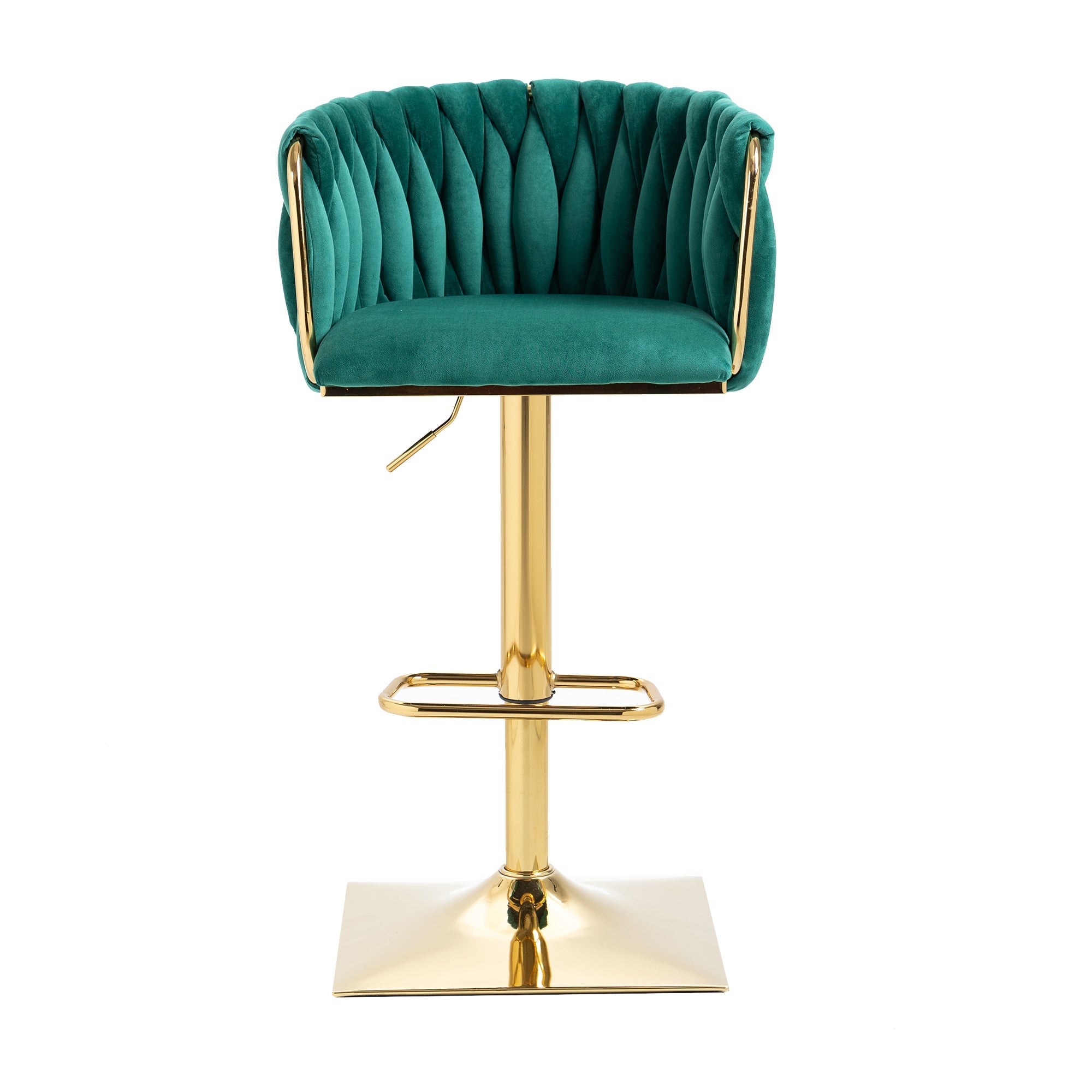 Logidon Vintage Barkruk Set 2 met Rugleuning en Voetensteun Emerald