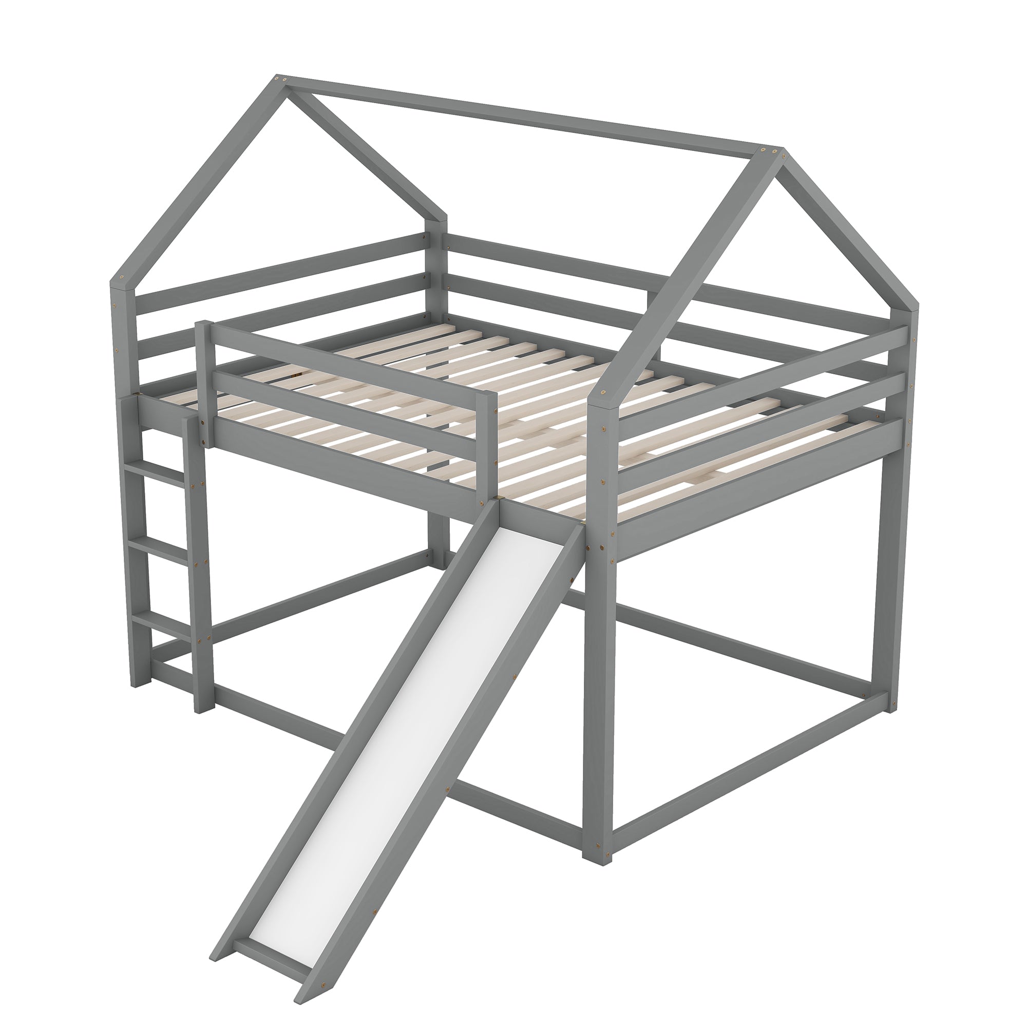 Logidon bunk bed double bed 140x200 gray with slide