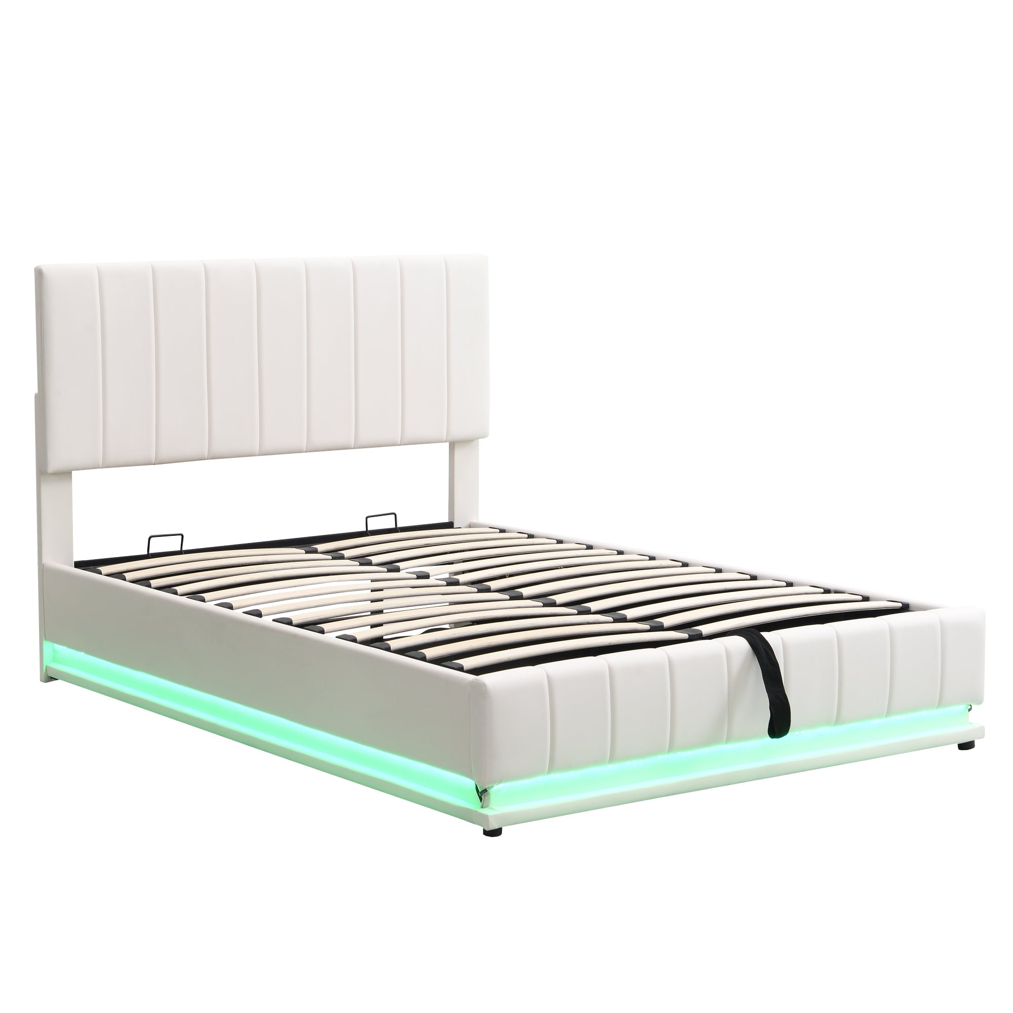 Logidon gestoffeerd bed 140x200 cm met LED bedkast verstelbaar hoofdbord wit