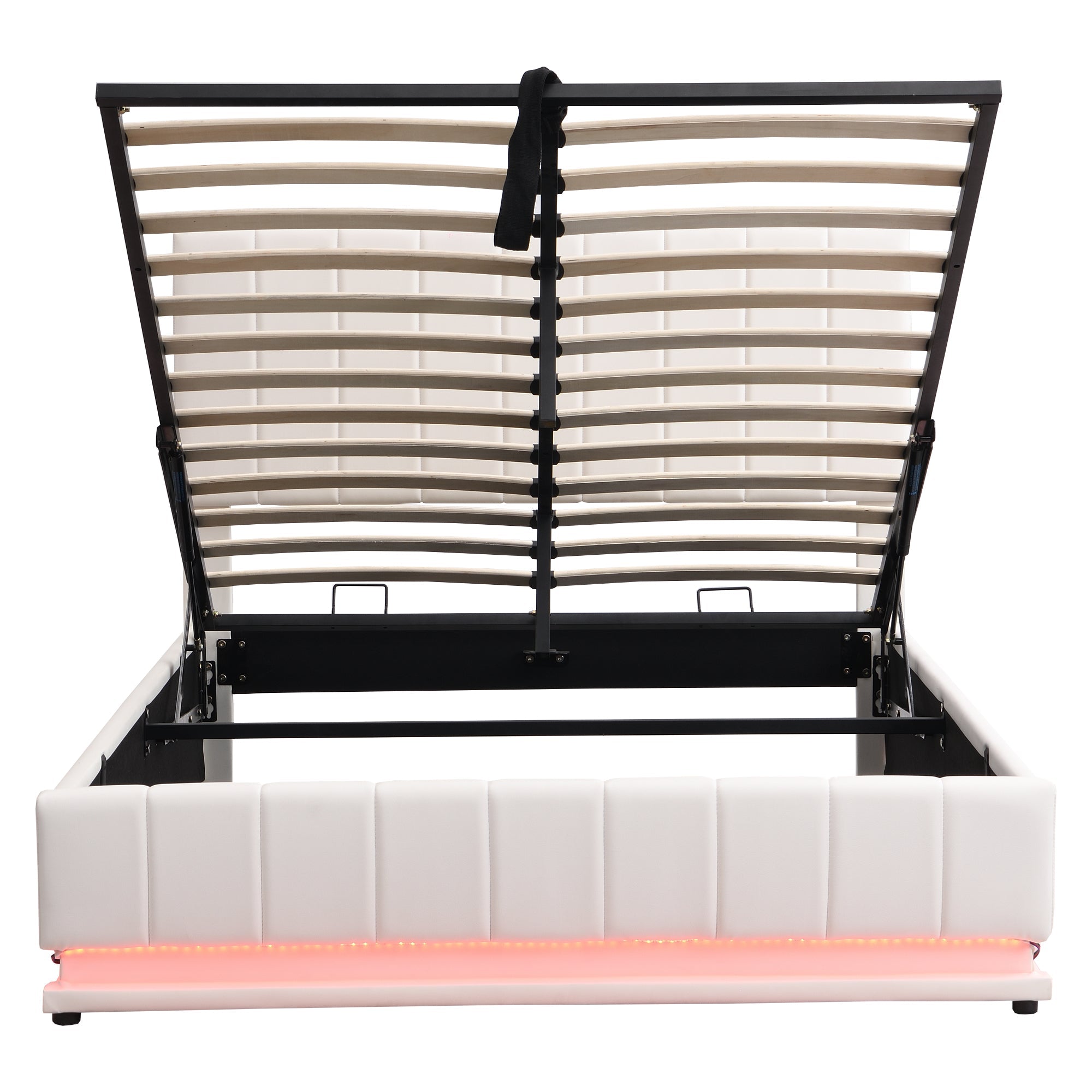Logidon gestoffeerd bed 140x200 cm met LED bedkast verstelbaar hoofdbord wit