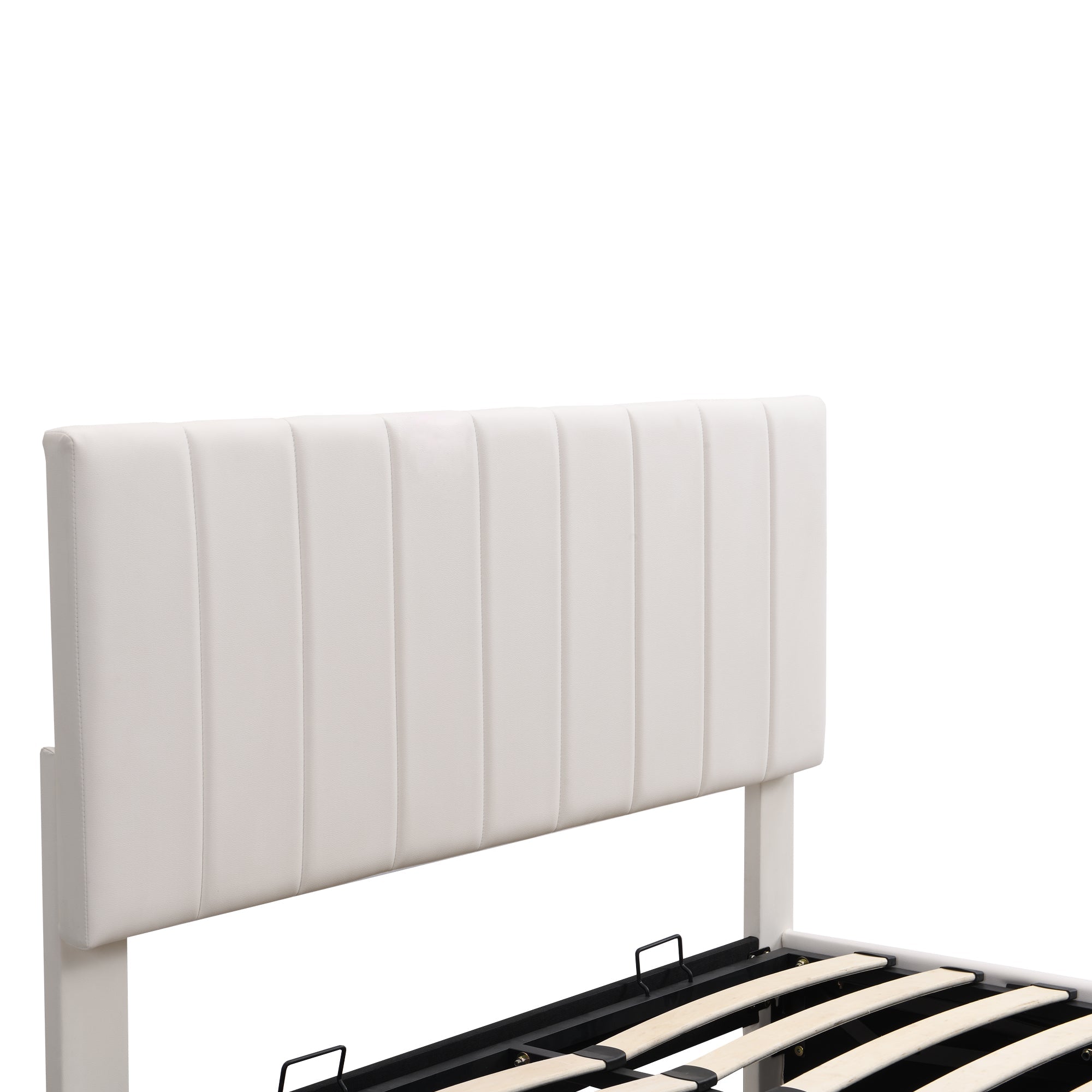 Logidon gestoffeerd bed 140x200 cm met LED bedkast verstelbaar hoofdbord wit