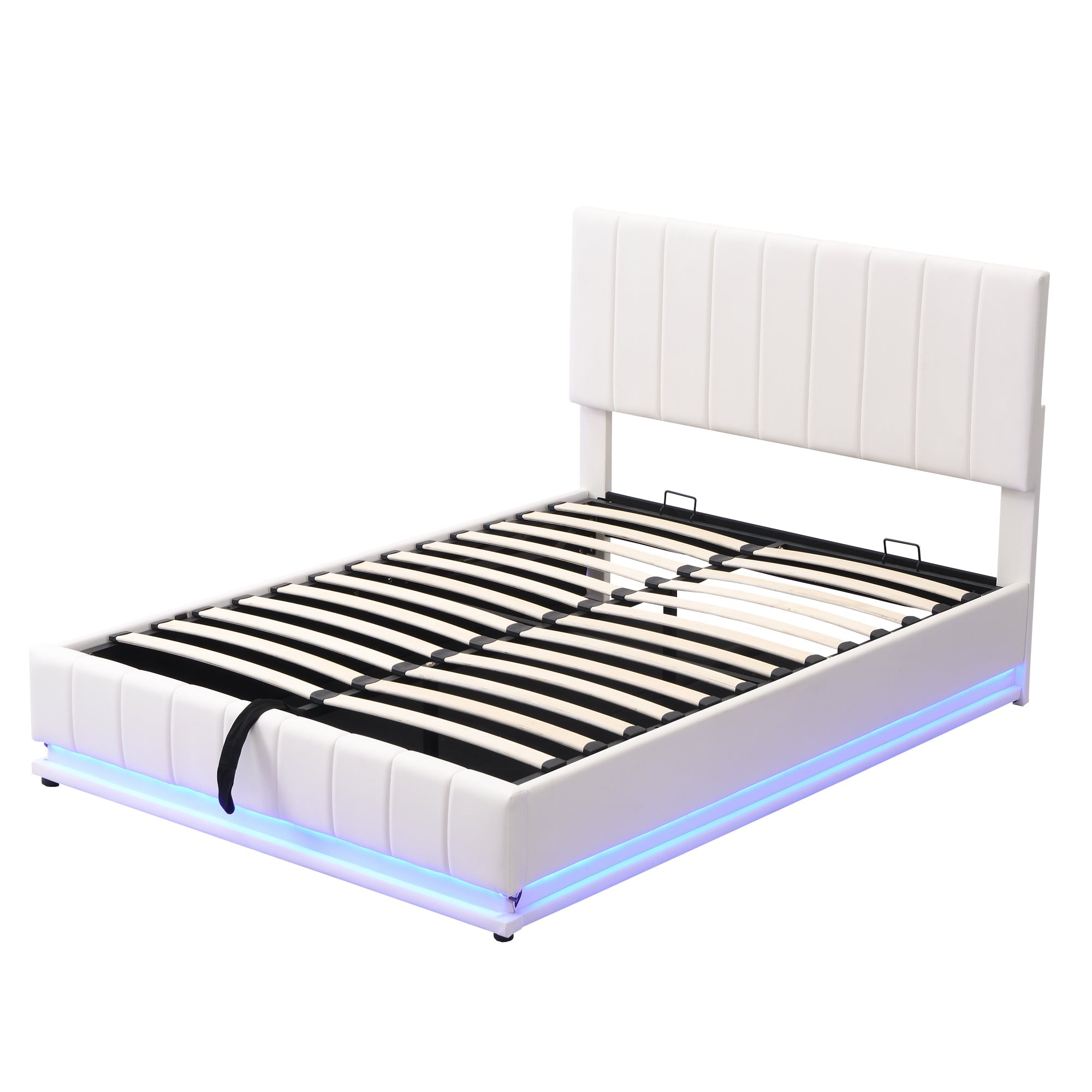 Logidon gestoffeerd bed 140x200 cm met LED bedkast verstelbaar hoofdbord wit