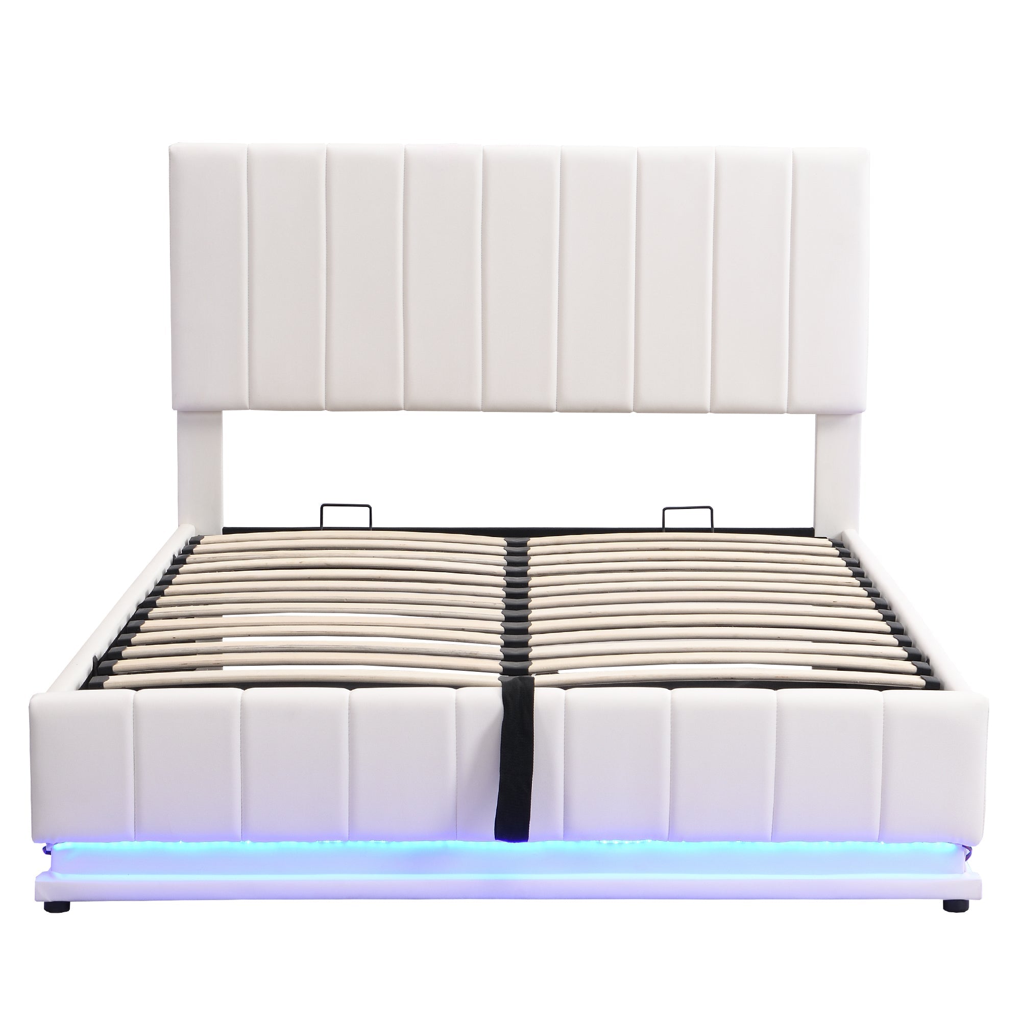 Logidon gestoffeerd bed 140x200 cm met LED bedkast verstelbaar hoofdbord wit