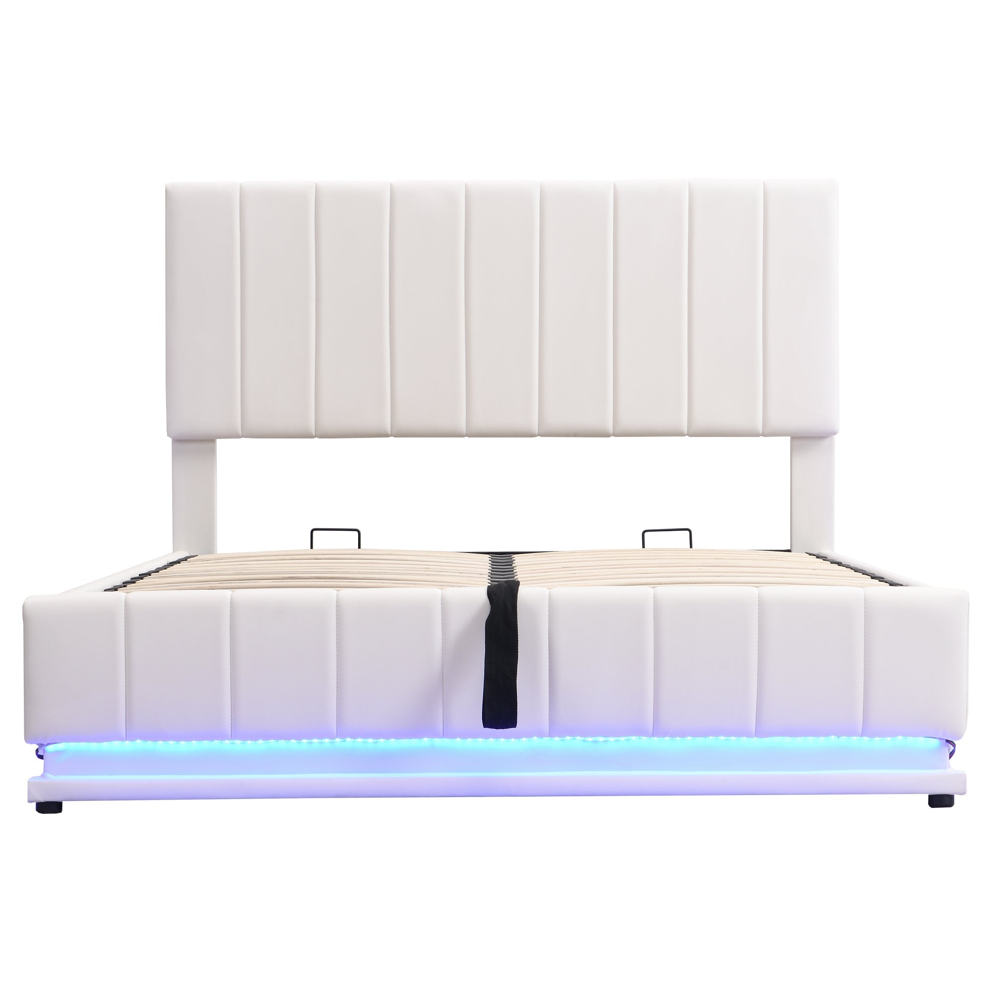 Logidon gestoffeerd bed 140x200 cm met LED bedkast verstelbaar hoofdbord wit