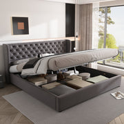 Logidon upholstered bed ear shape velvet gray 160x200 double bed storage space