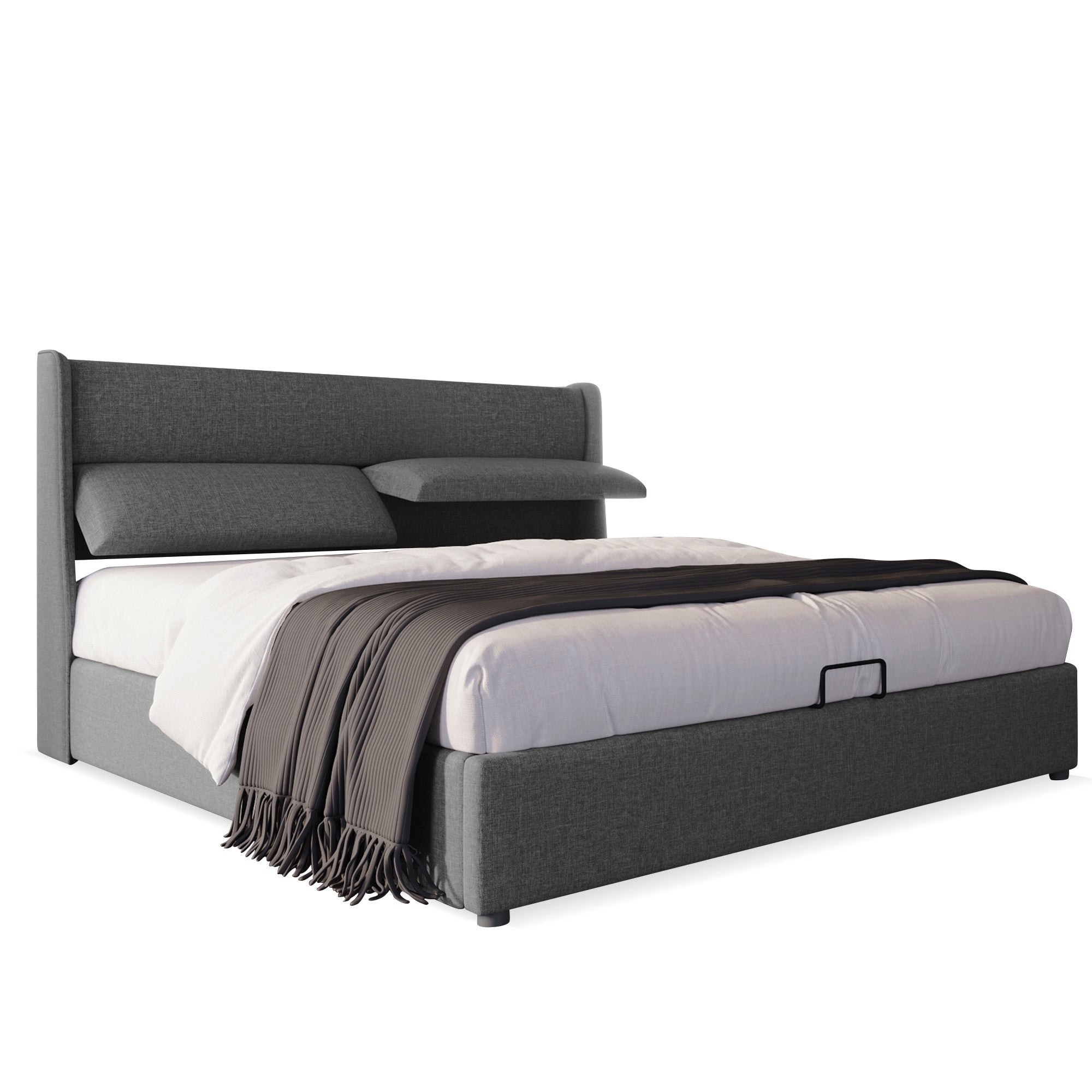 Logidon double bed 180x200 gray with adjustable headrests