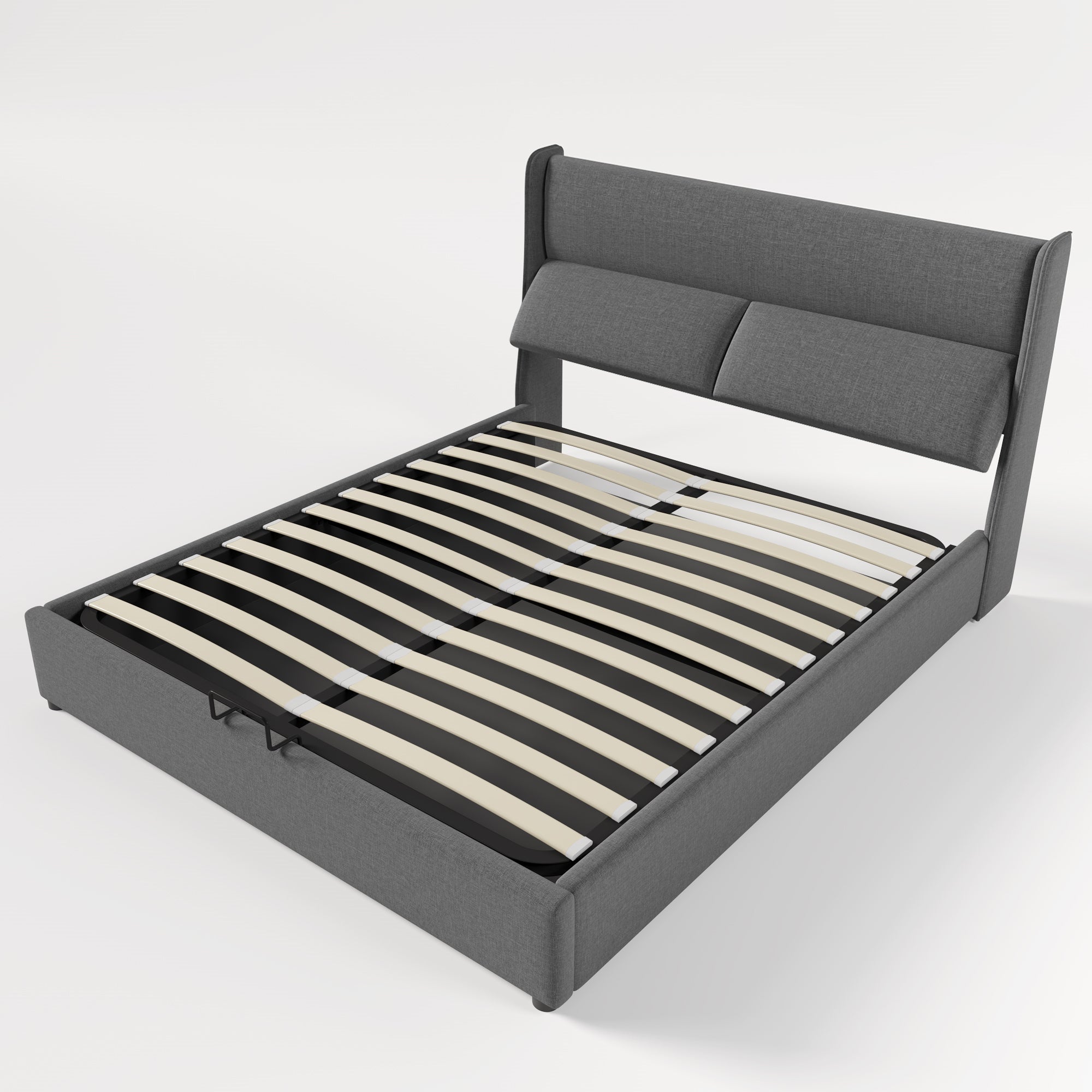 Logidon double bed 180x200 gray with adjustable headrests