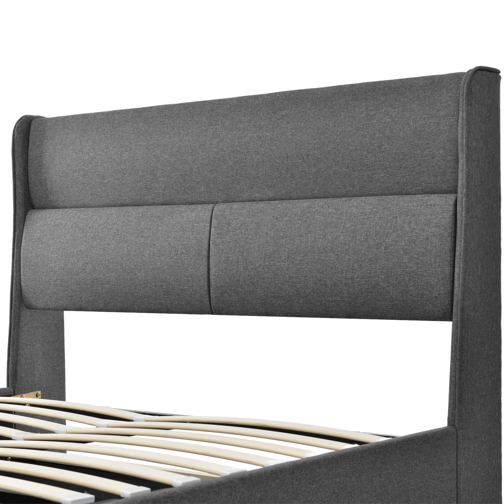 Logidon double bed 180x200 gray with adjustable headrests