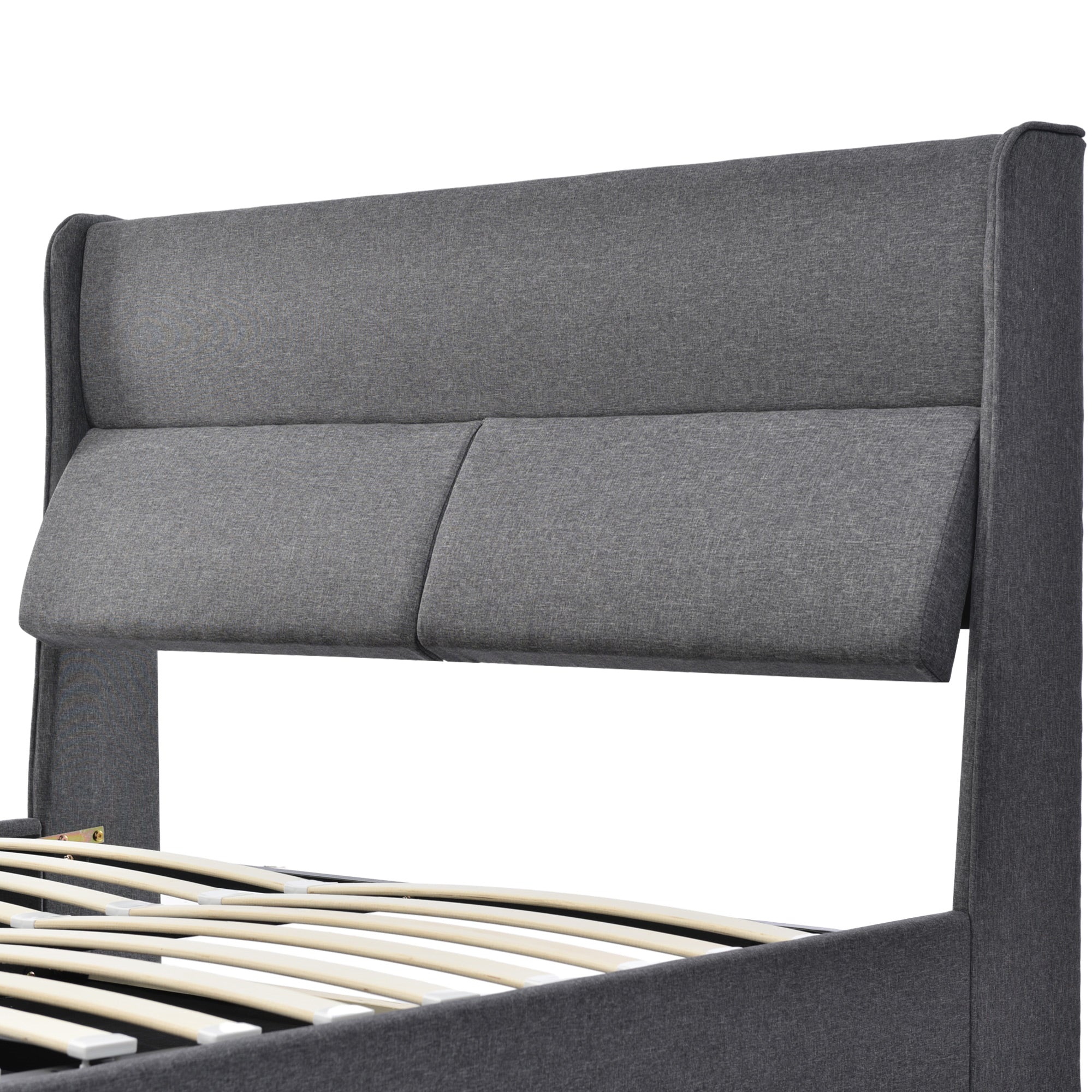 Logidon double bed 180x200 gray with adjustable headrests