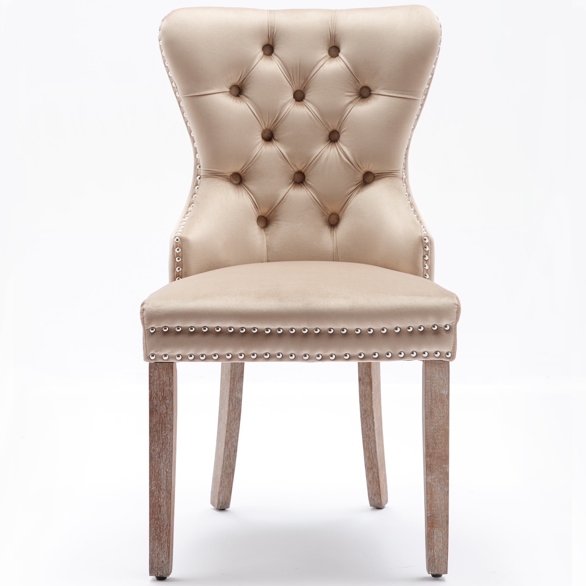 Logidon Eetkamerstoel Beige Fluweel Set van 2 Stoelen Met Deurklopper