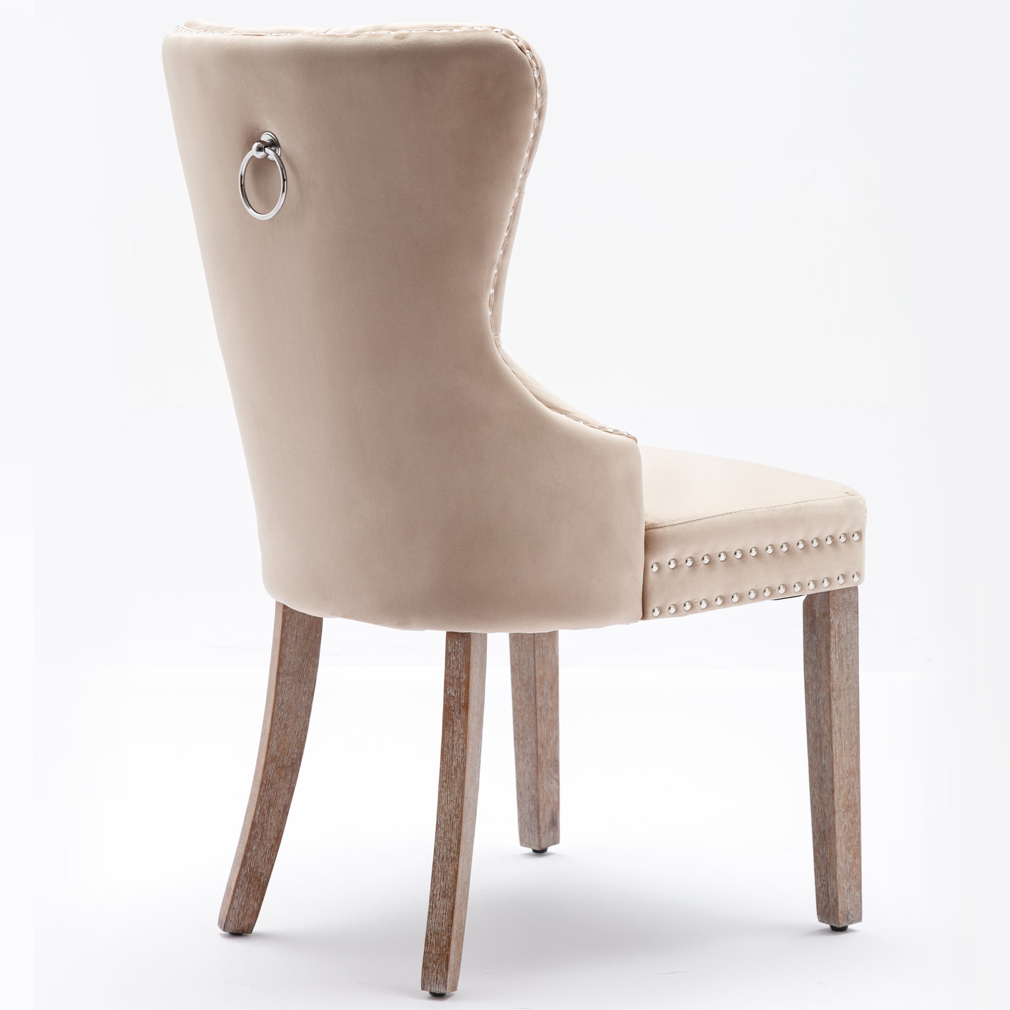 Logidon Eetkamerstoel Beige Fluweel Set van 2 Stoelen Met Deurklopper
