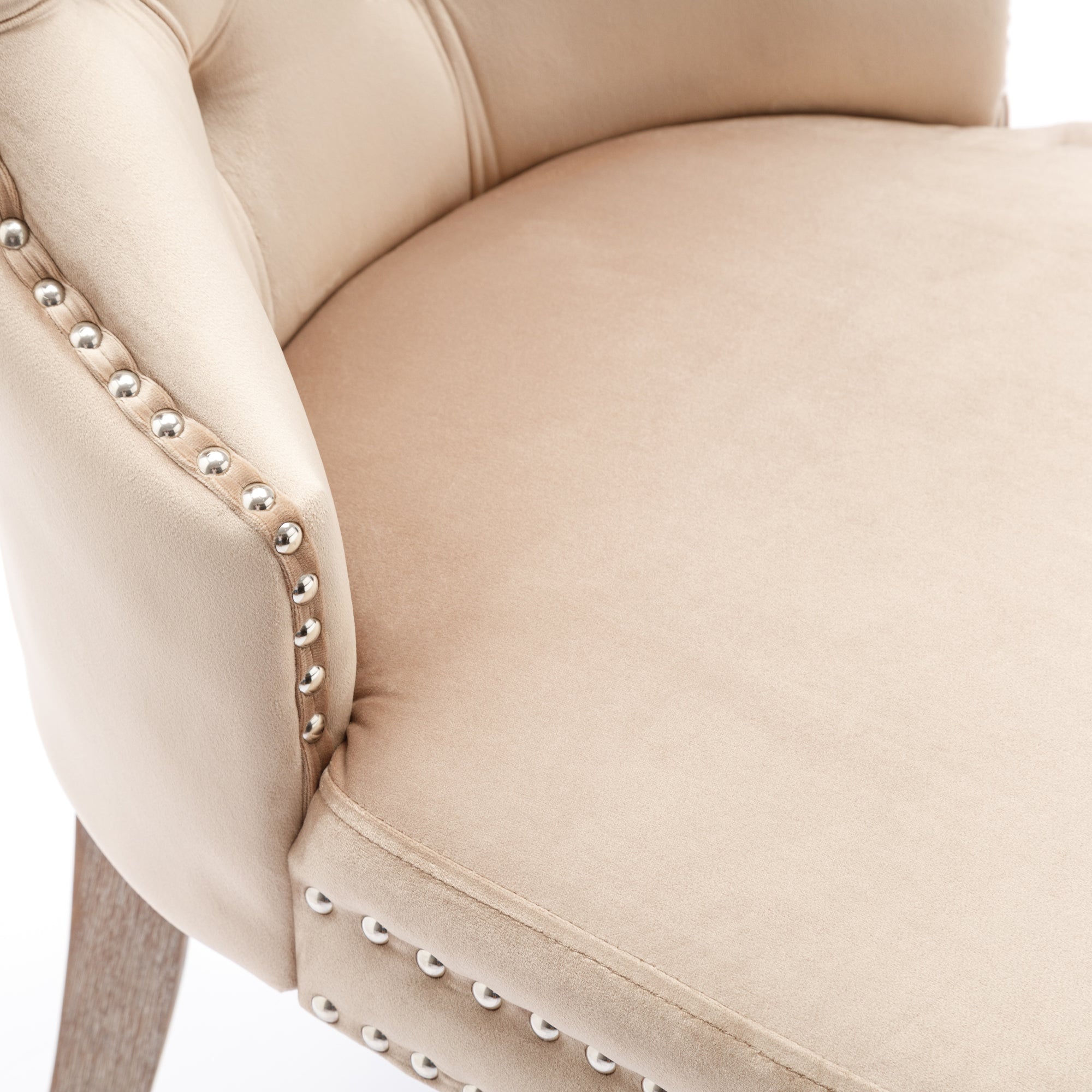 Logidon Eetkamerstoel Beige Fluweel Set van 2 Stoelen Met Deurklopper