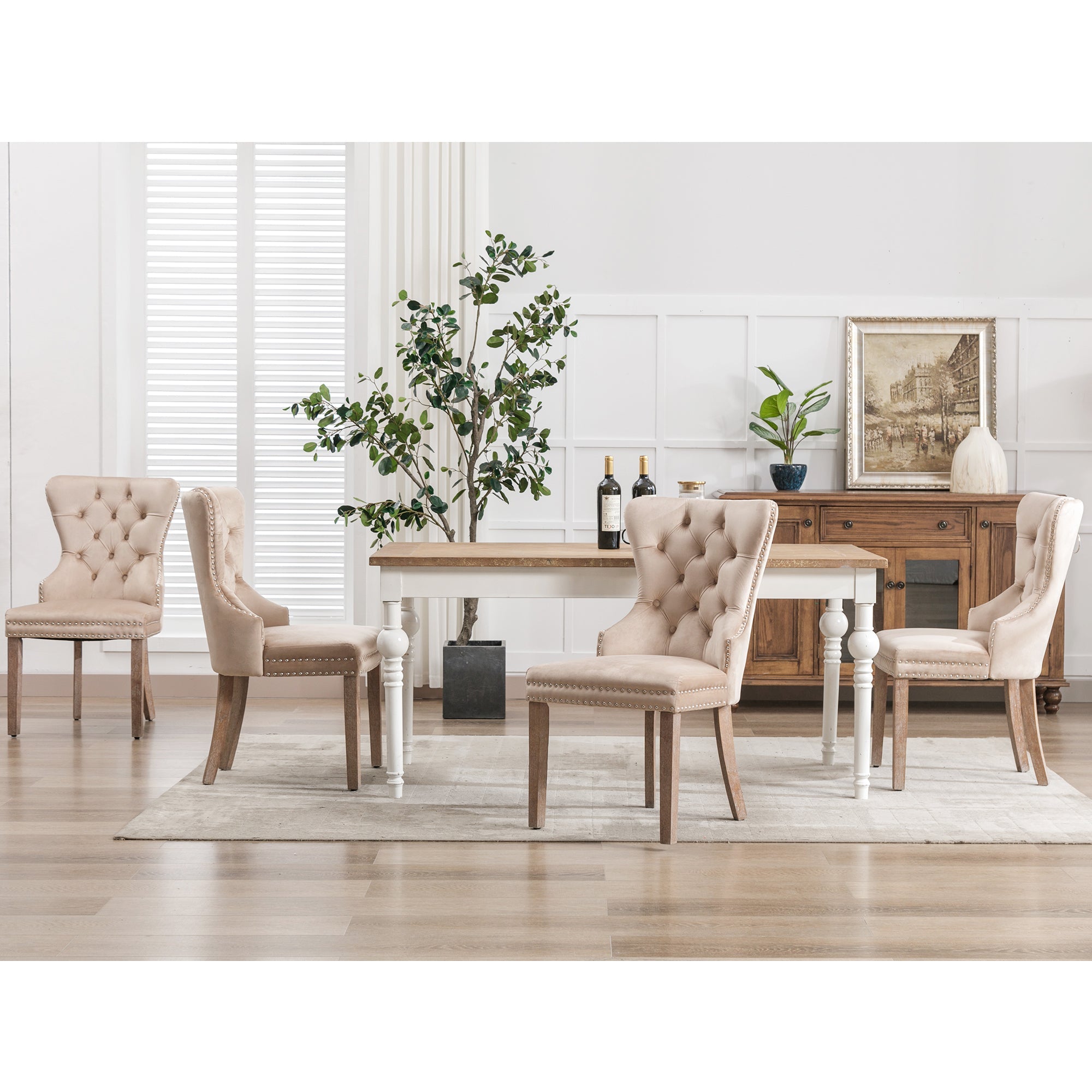 Logidon dining chair beige velvet set of 4 door knockers
