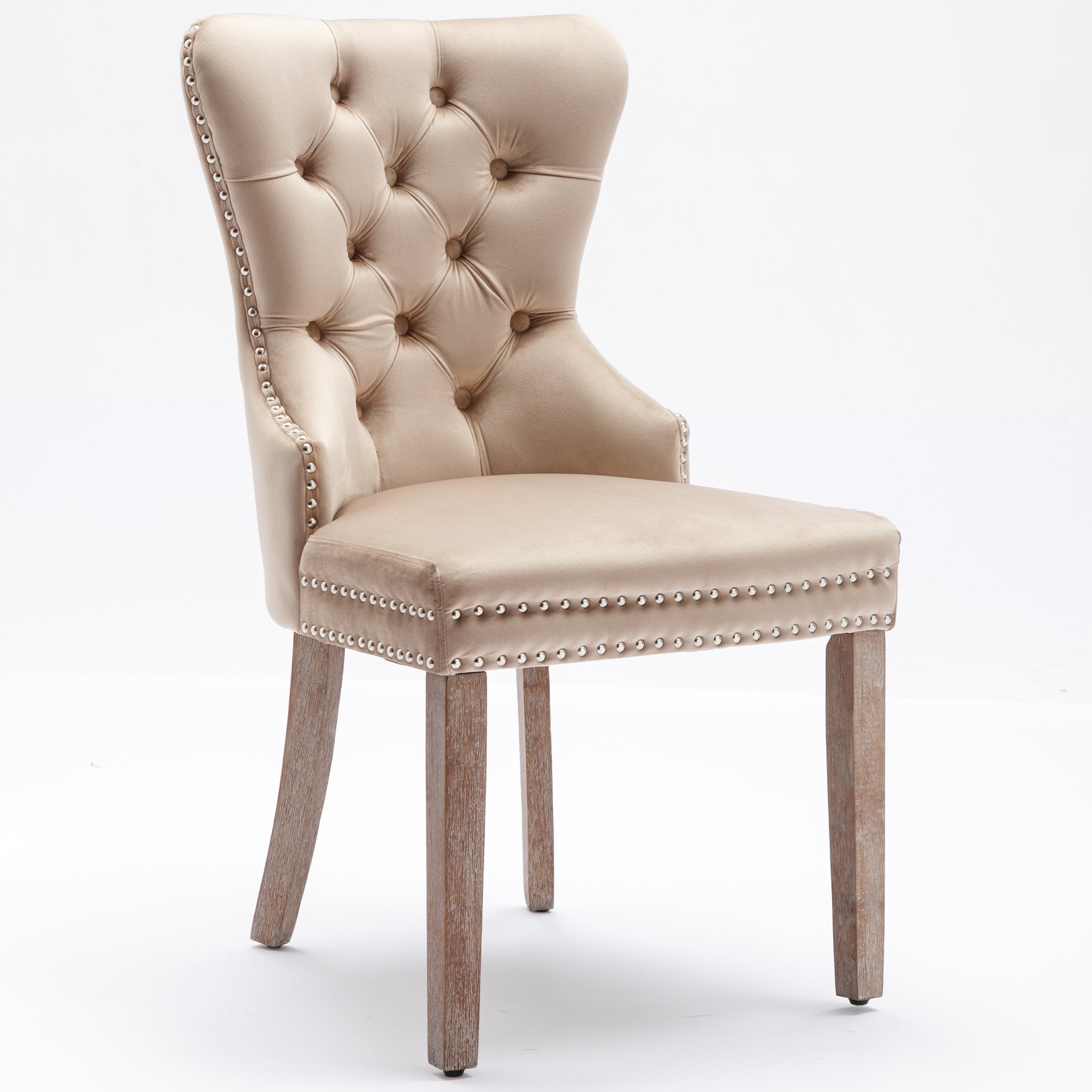 Logidon Eetkamerstoel Beige Fluweel Set van 2 Stoelen Met Deurklopper